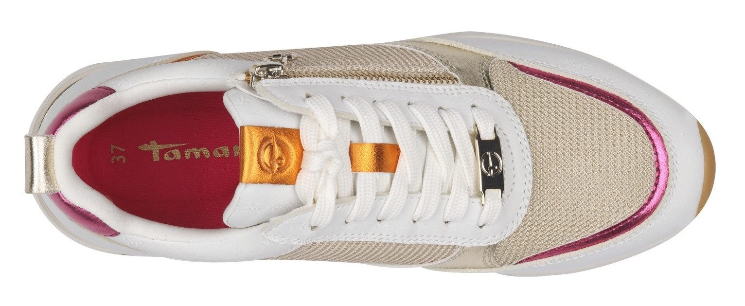 Tamaris Sneakers met sleehak Almina , vrijetijdsschoen, lage schoen, veterschoen in smalle vorm