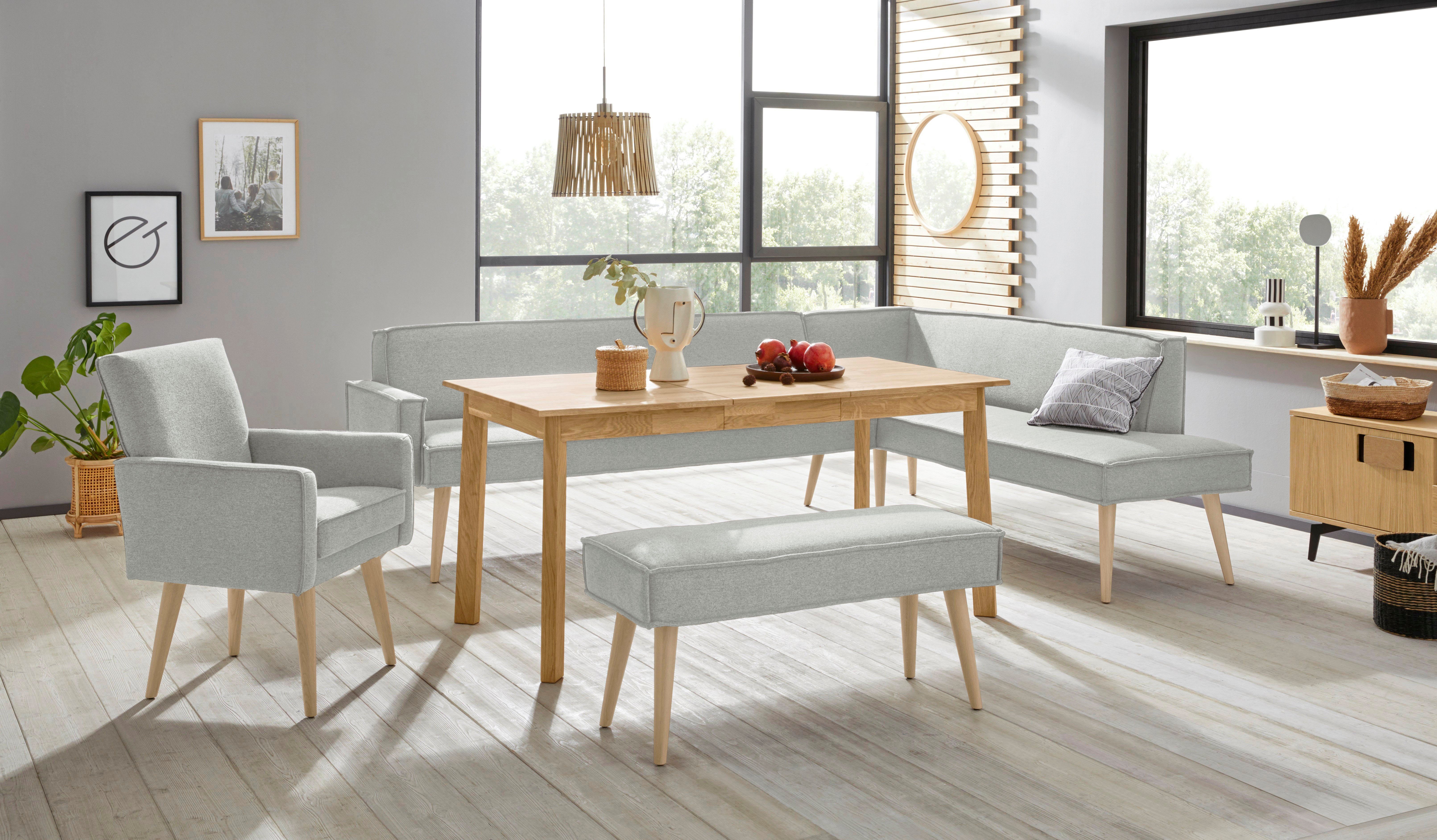 exxpo - sofa fashion Hoekbank Lungo, moderne paspelnaad, comfortabel en elegant, hoge houten voet