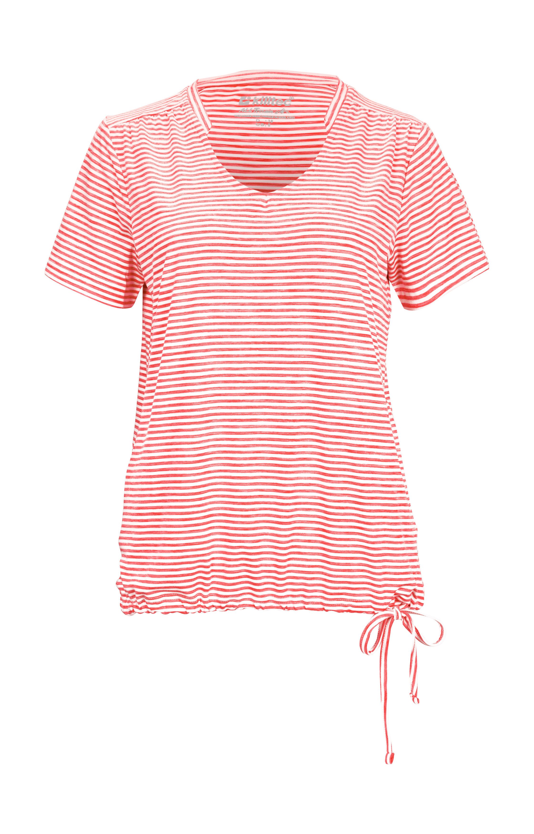 Killtec T-shirt Lilleo WMN TSHRT F Gestreept, snel drogend functioneel shirt met verstelbare zoom
