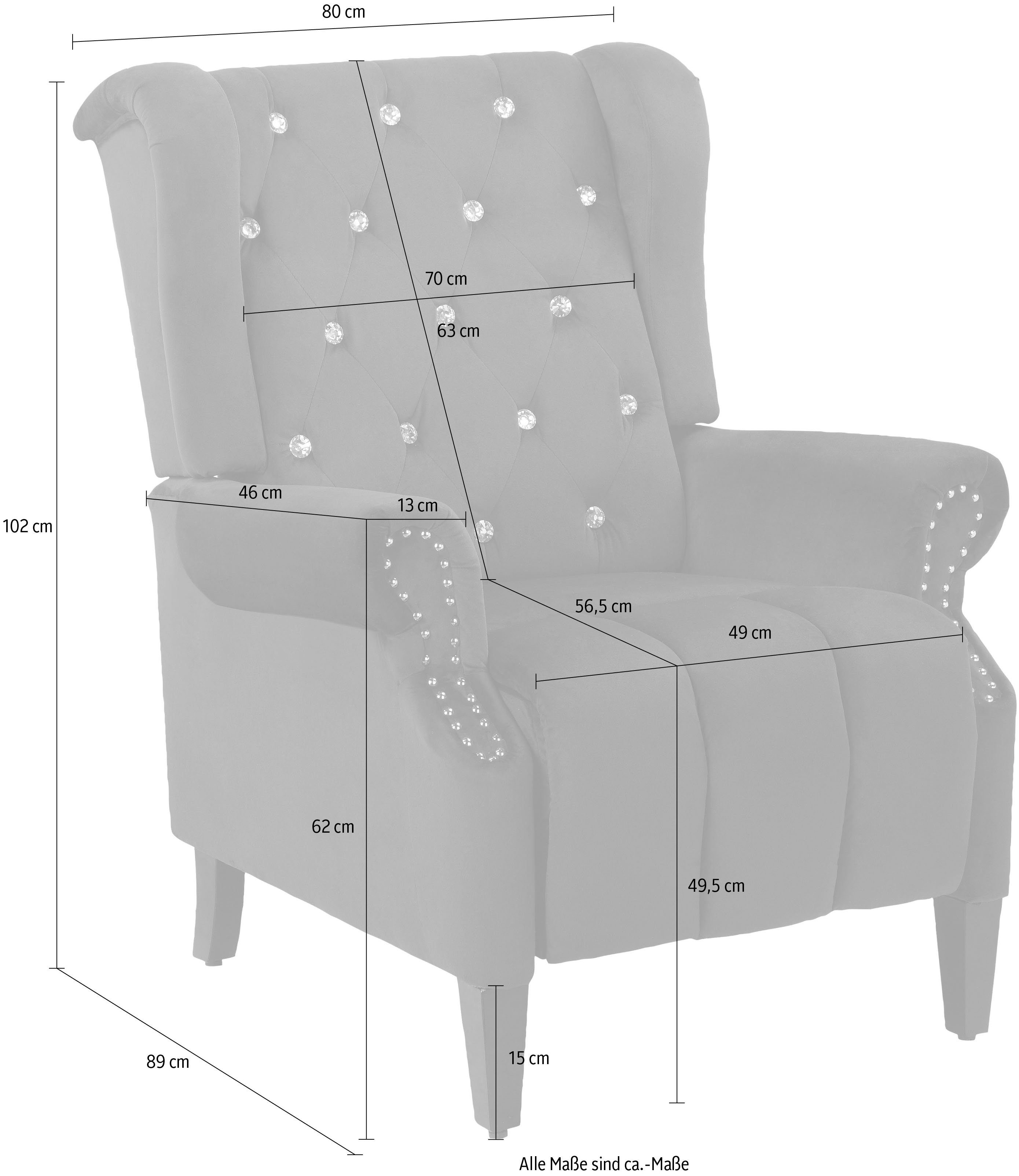 Leonique Oorfauteuil Childebert met verstelling, zacht verdikte zitting en rugleuning, zithoogte 49,5 cm (1 stuk)