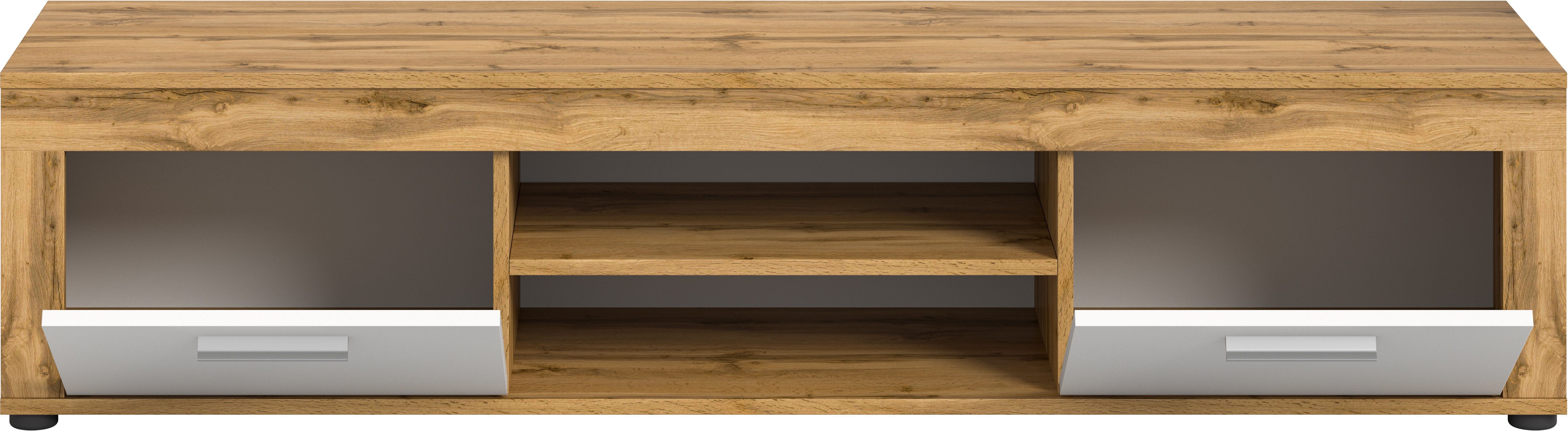 INOSIGN Tv-meubel Aosta, breedte 160 cm, in verschillende kleuruitvoeringen met 2 kleppen en 2 open vakken, tv-bord, mediabord, tv-meubel