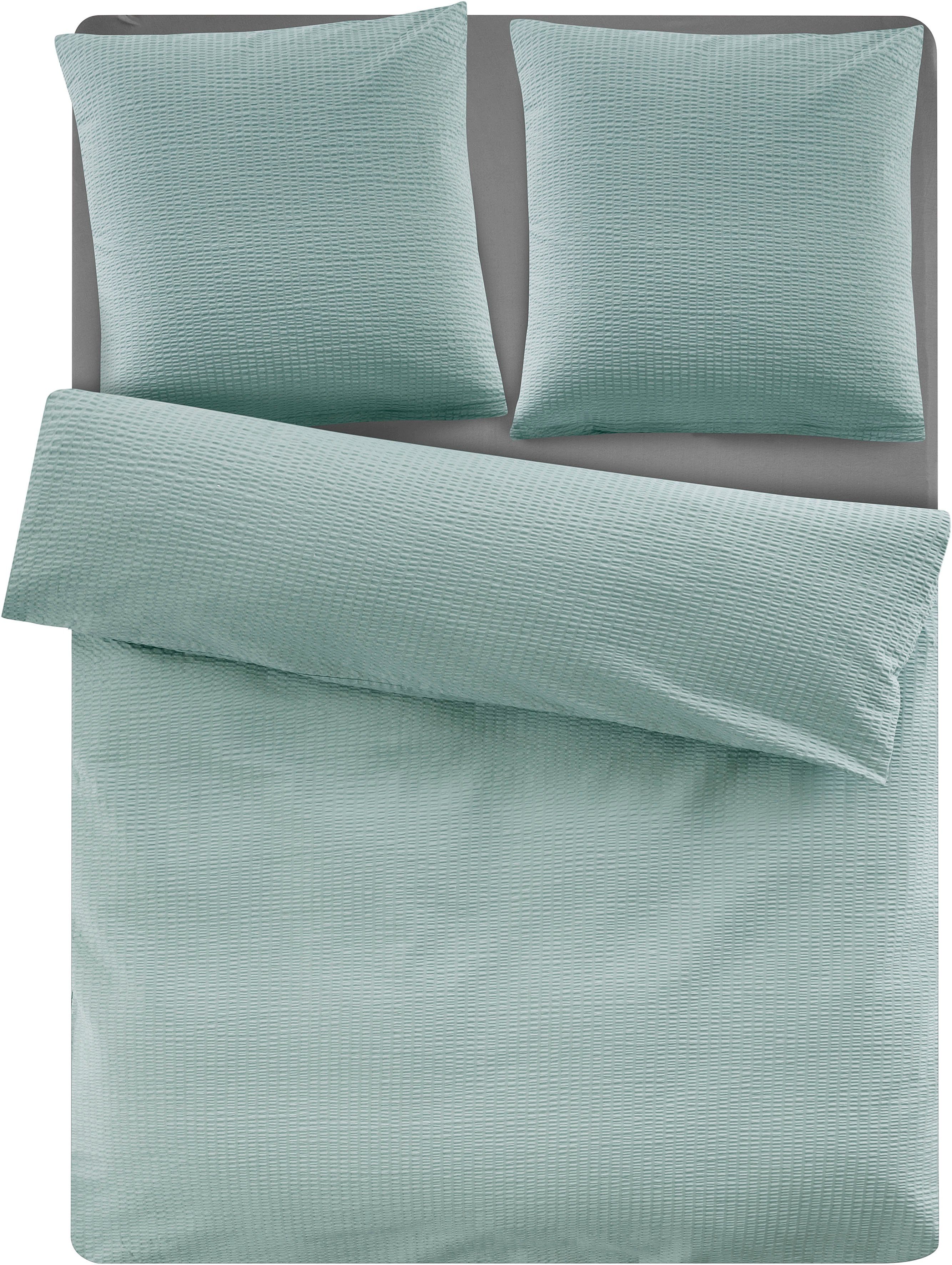 andas Overtrekset Sari2 in mt. 135x200 of 155x220 cm van katoen, uni dekbedovertrek in seersucker kwaliteit ideaal voor zomer (2-delig)
