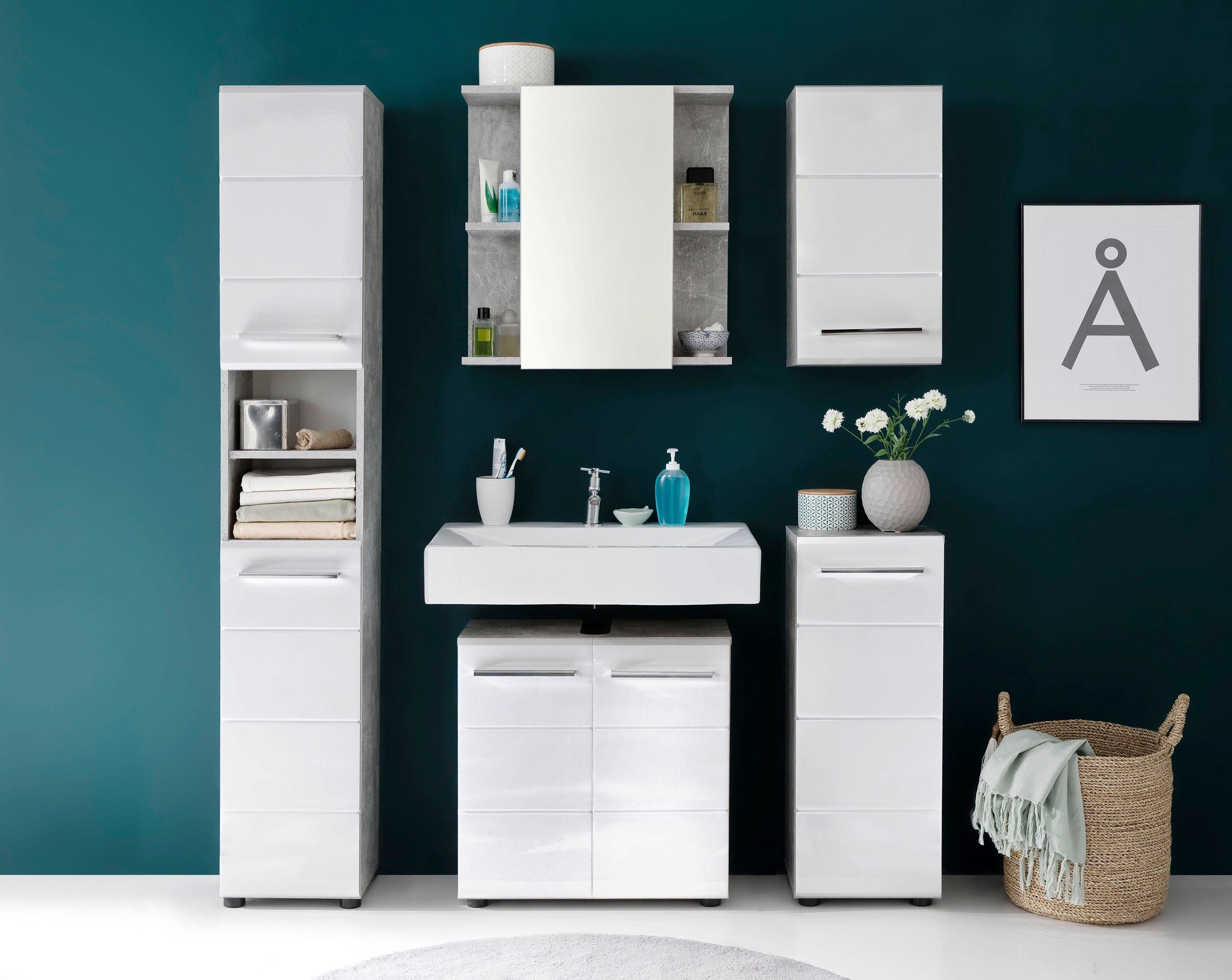 trendteam Spiegelkast Nano Badspiegel in grijs/wit met 4 open vakken - (B/D/H) 60/20/62 cm