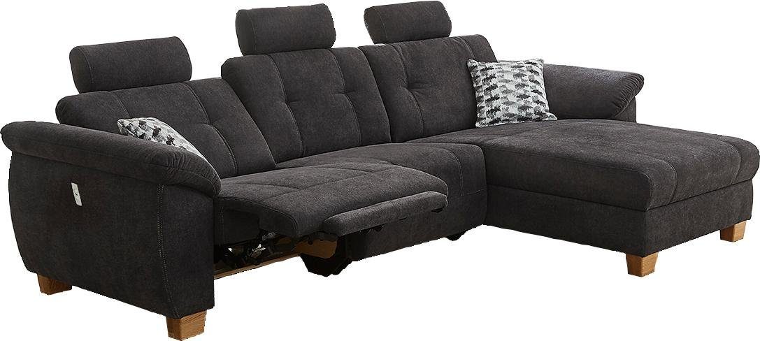 Jockenhöfer Gruppe Hoekbank Savona L-vorm telkens met usb-oplaadstation aan de armleuning en met relaxfunctie zwart, hoekbanken, 299 cm