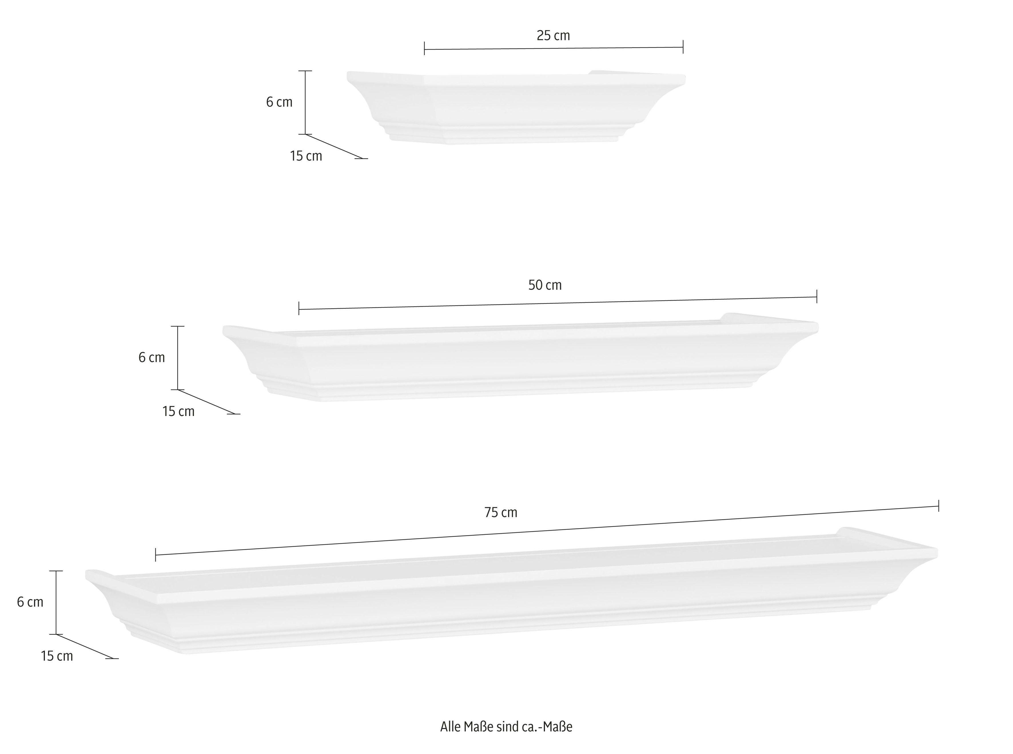 Home affaire Decoratief wandrek Wandconsole, decoratief rek, wanddecoratie, Shabby look (set, 3-delig)