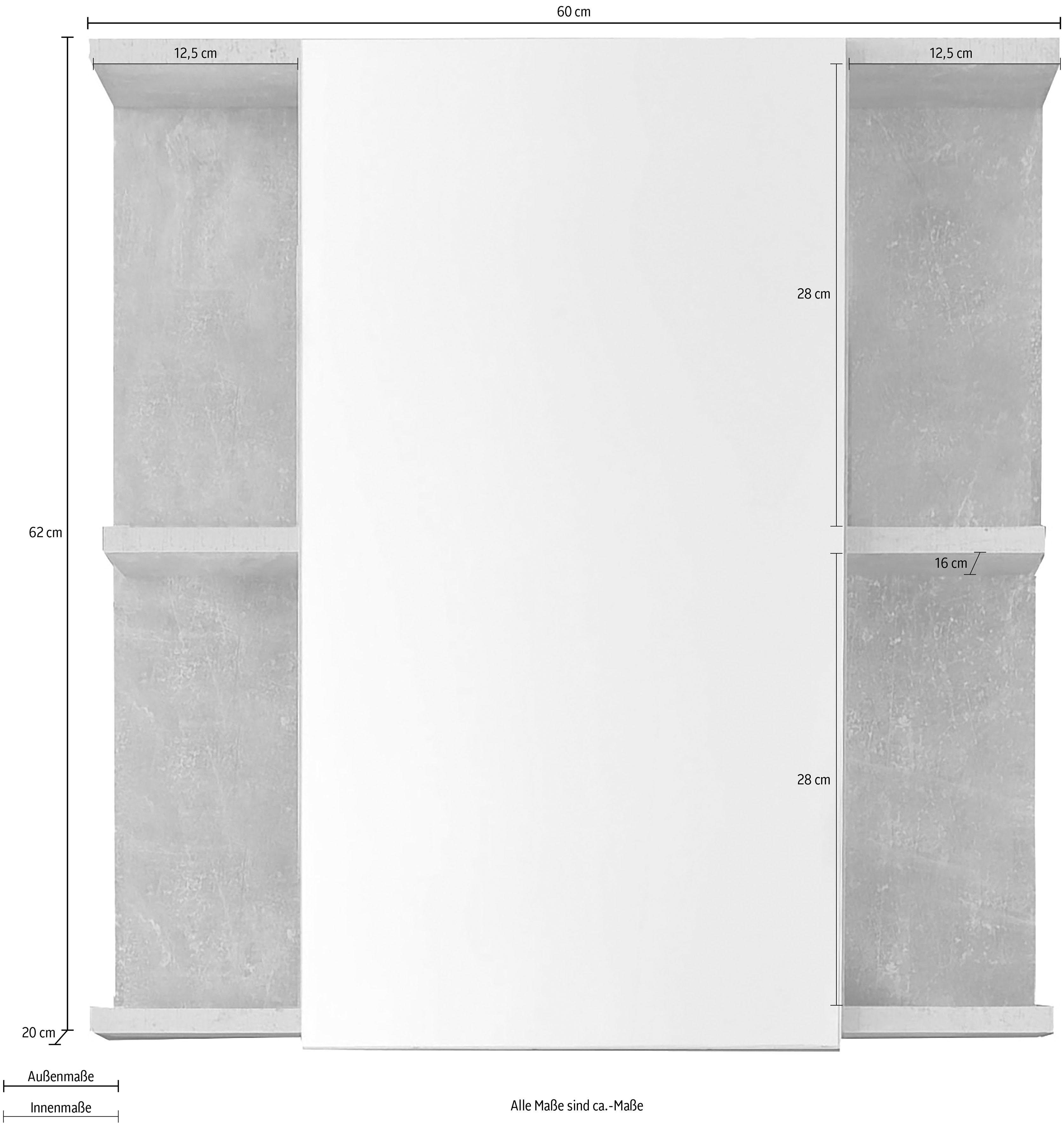 trendteam Spiegelkast Nano Badspiegel in grijs/wit met 4 open vakken - (B/D/H) 60/20/62 cm