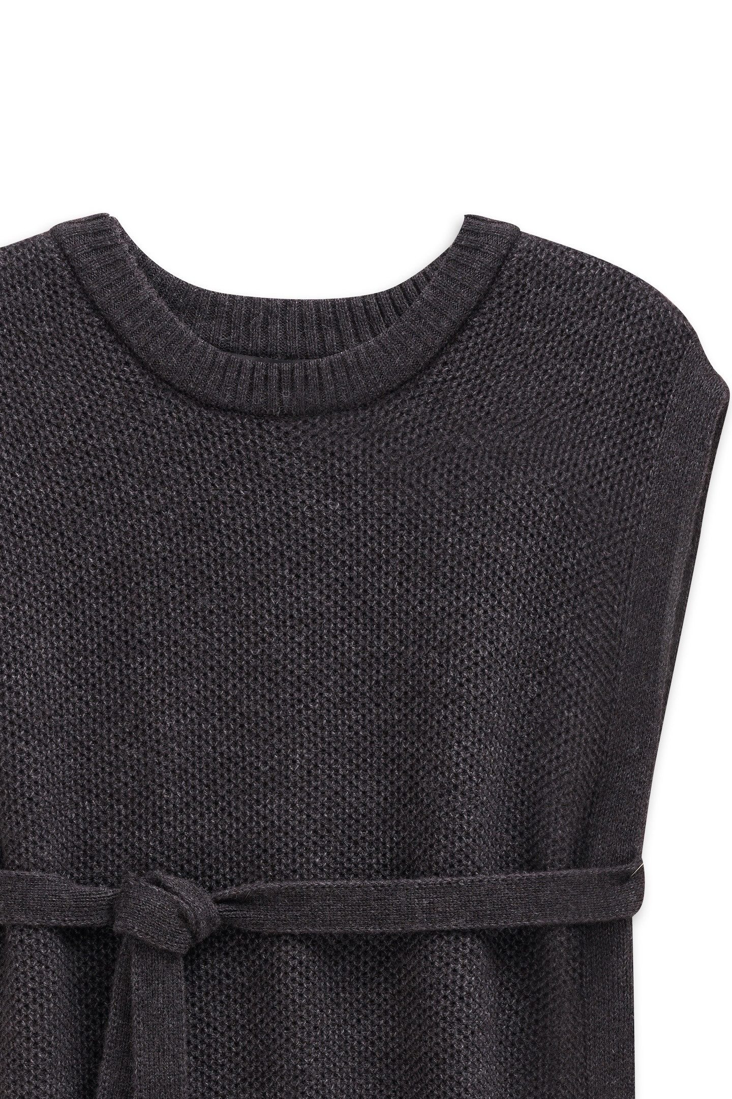 Bugatti Mouwloos vest Alpaka-Woll-Mix met strikceintuur en ronde hals