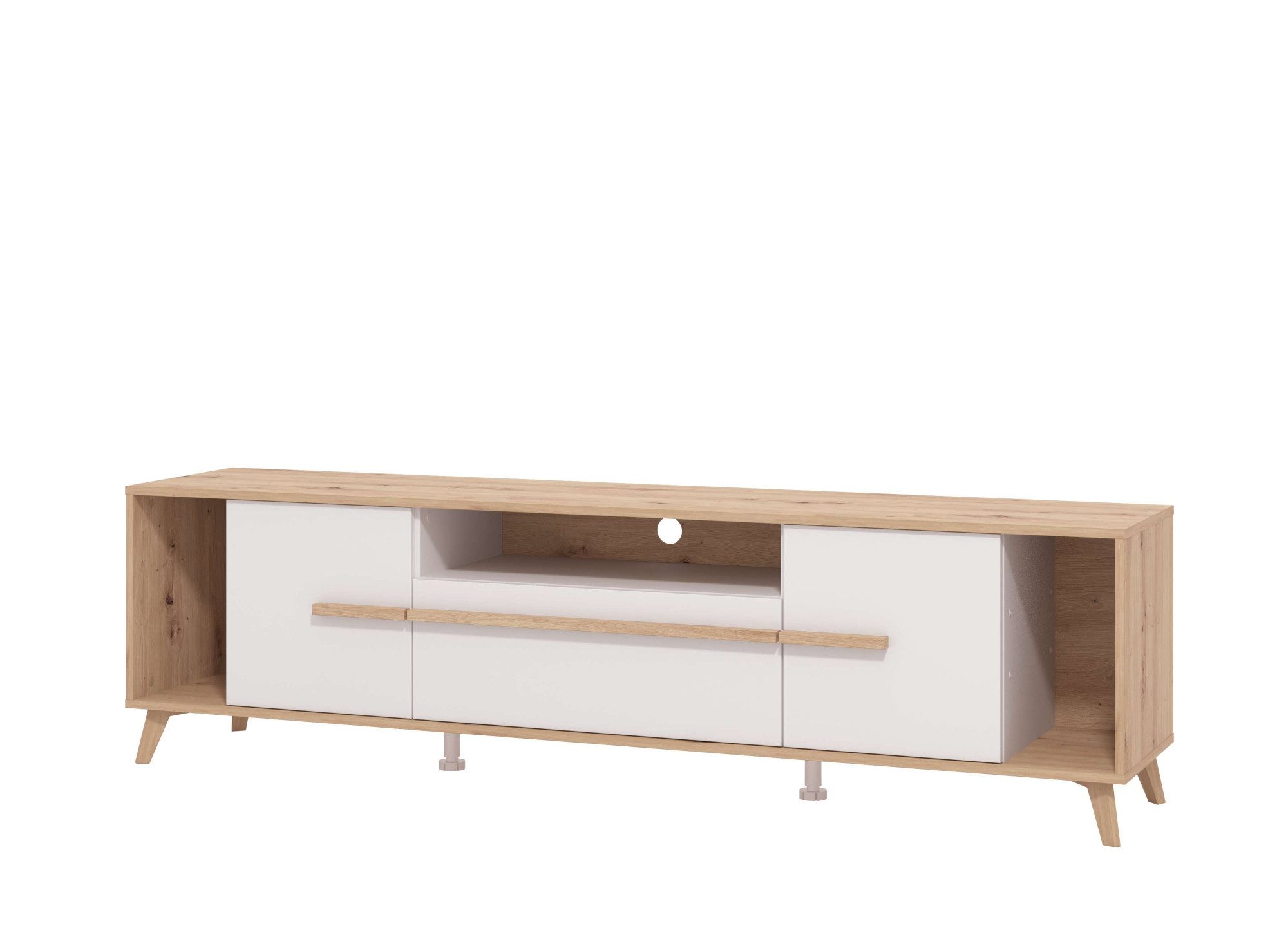 INOSIGN Tv-meubel Orleans, TV-Lowboard, TV-kast, TV-standaard, Breedte 190 cm Kast, Opaque Wit/Artisan Eiken Decor, modern en elegant ontwerp