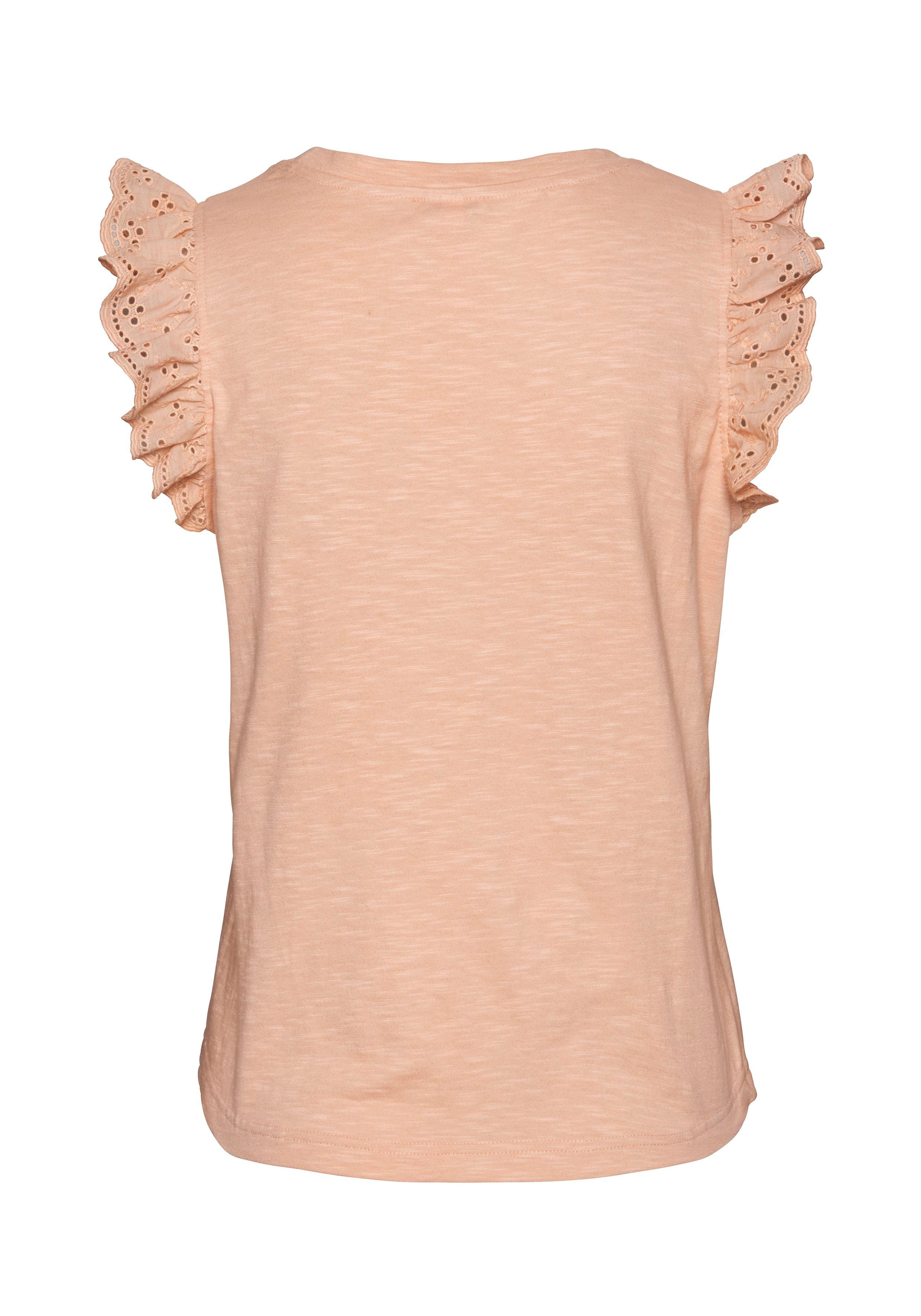 Lascana Shirttop met ruches mouwen van kant damestop van katoen