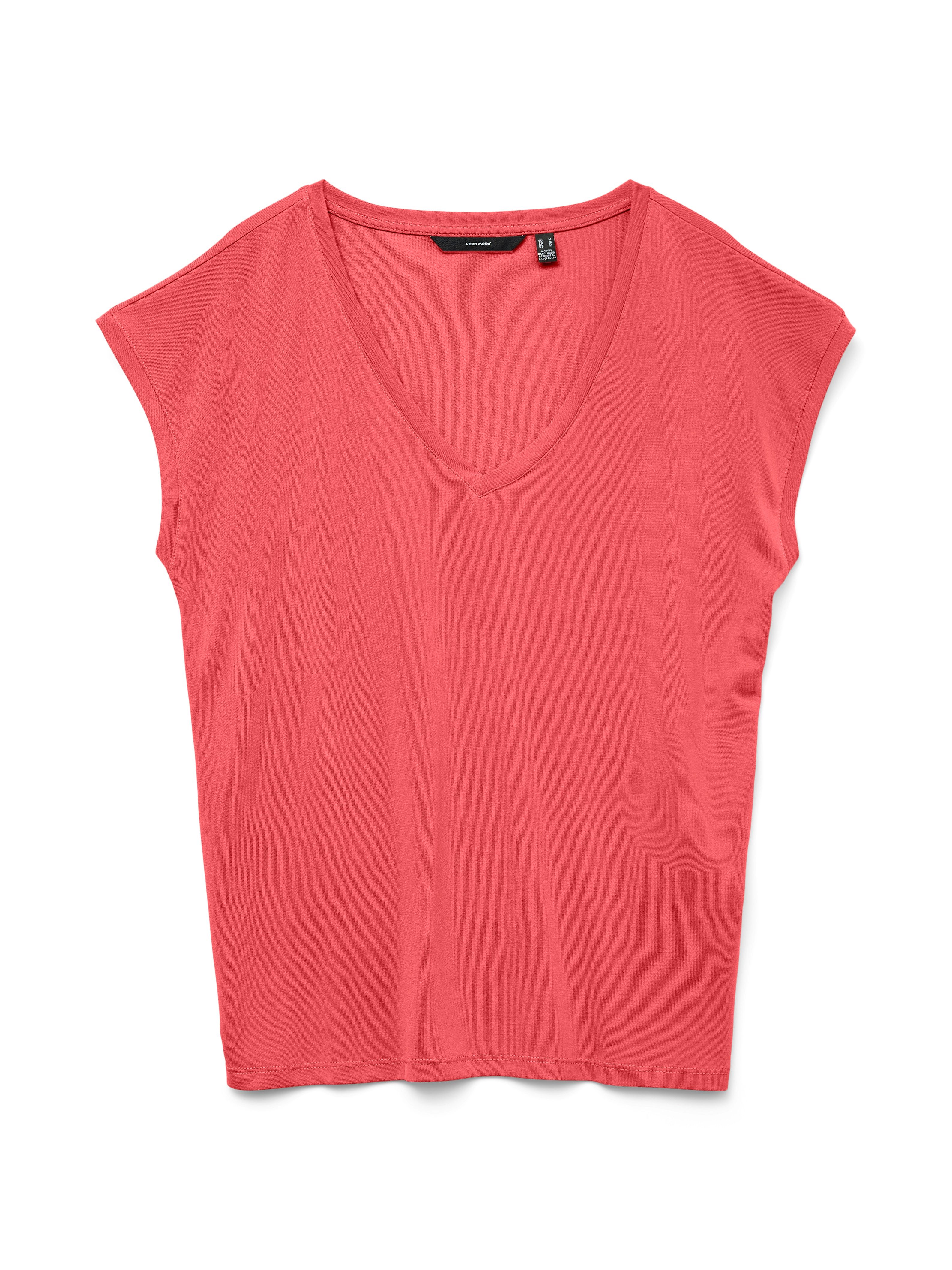 Vero Moda Shirt met V-hals VMFILLI SS V-NECK TEE GA NOOS in een materialenmix met tencel™ modal