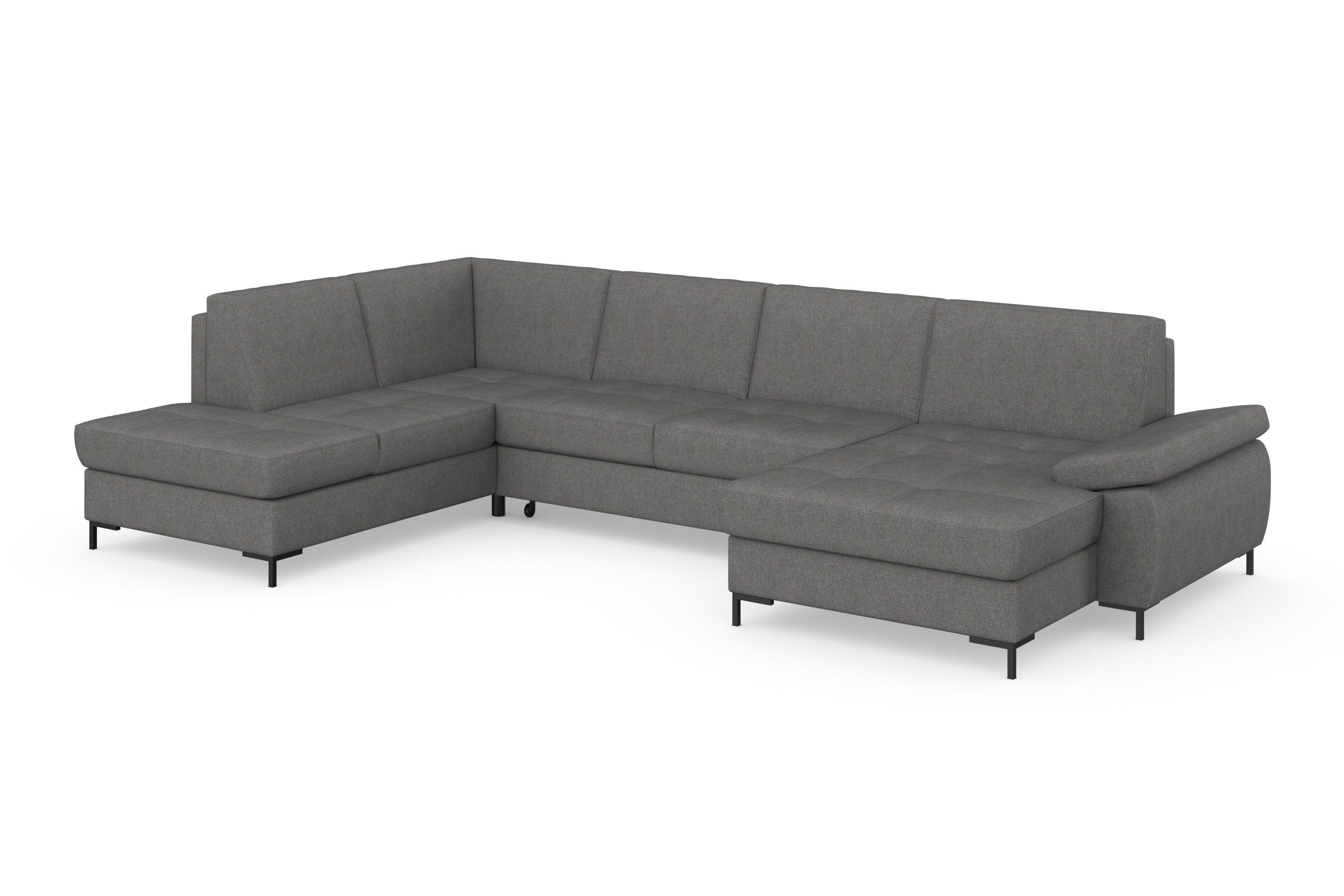 DOMO collection Zithoek Capelo, comfortabel, duidelijke lijnen kenmerken dit ontwerp, U-Vorm met verstelbare armleuningen, naar keuze met slaapfunctie, binnenvering