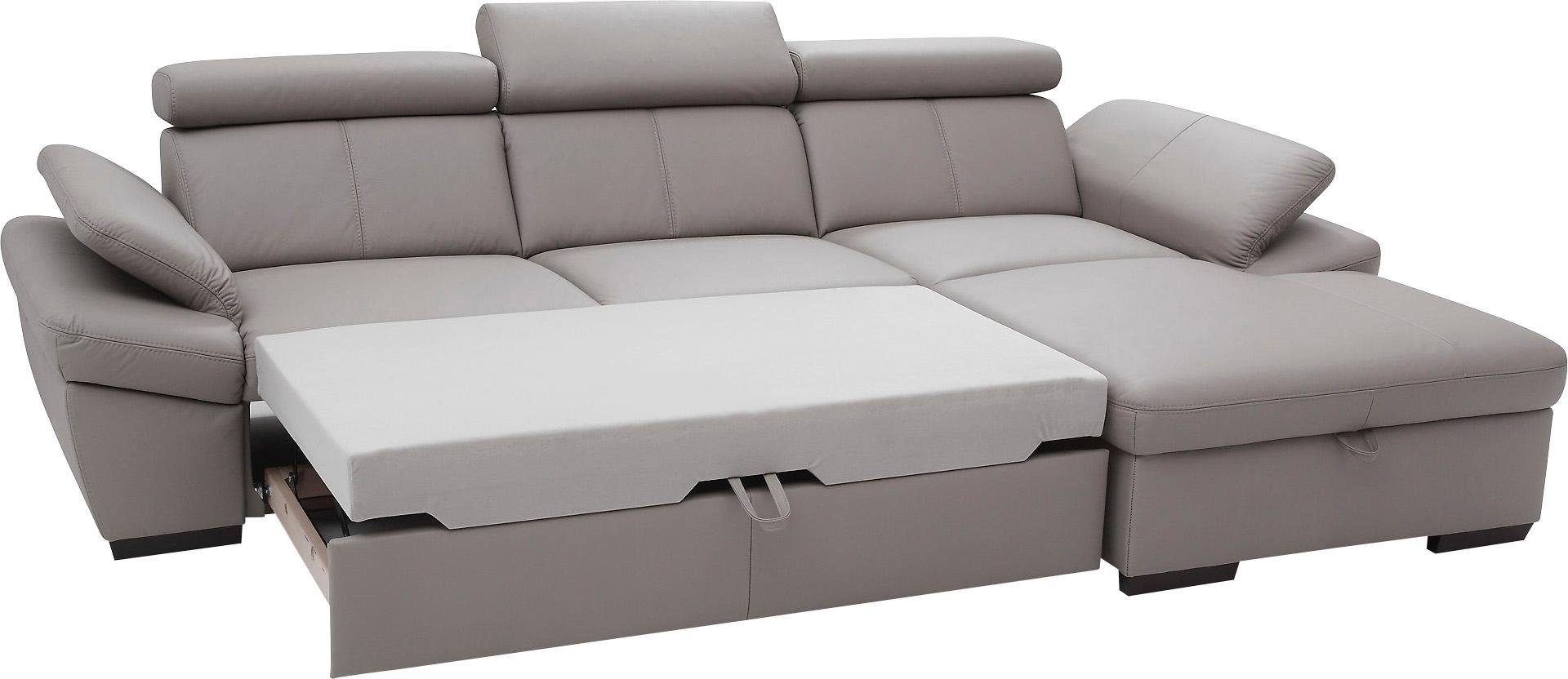 exxpo - sofa fashion Hoekbank Salerno, klassieke moderne functionele bank, hoog zitcomfort, L-vorm inclusief verstelbare hoofdsteun en armleuning, naar keuze met slaapfunctie