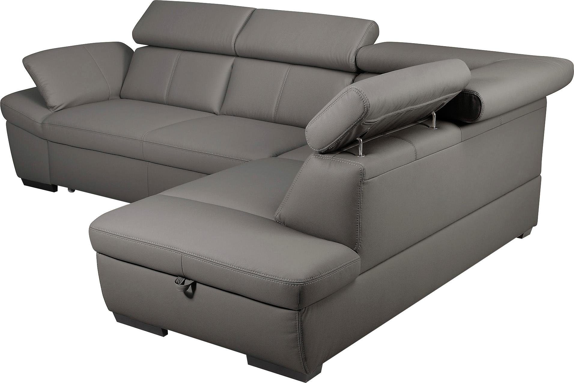 exxpo - sofa fashion Hoekbank Salerno, klassieke moderne functionele bank, hoog zitcomfort, L-vorm inclusief verstelbare hoofdsteun en armleuning, naar keuze met slaapfunctie
