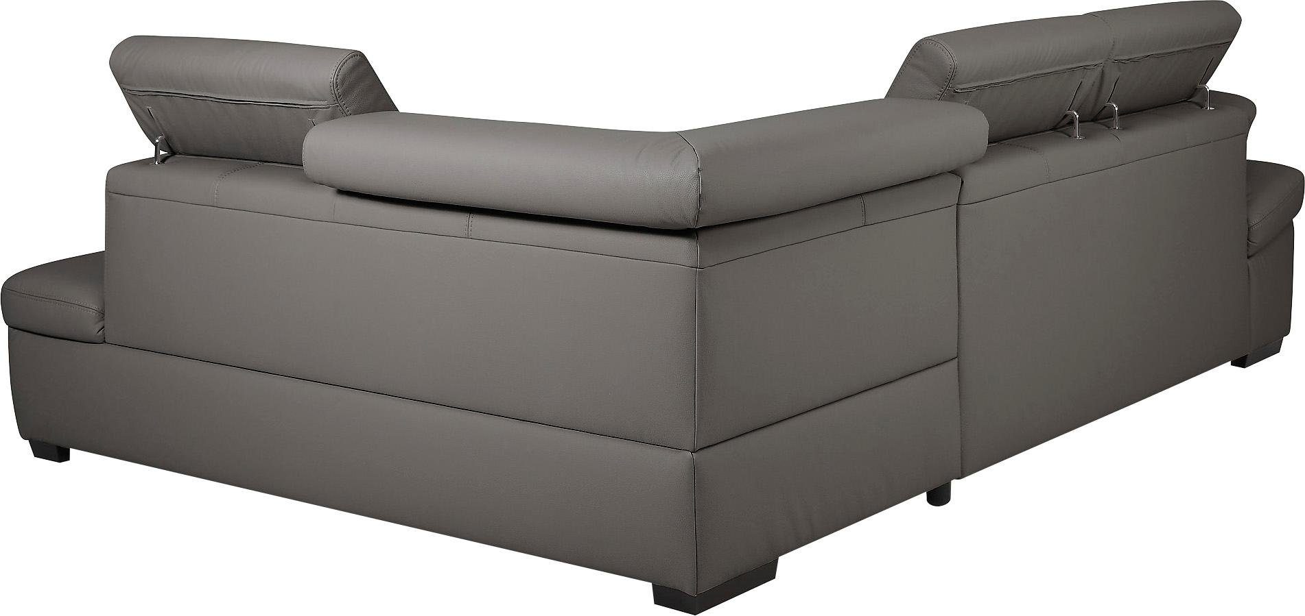 exxpo - sofa fashion Hoekbank Salerno, klassieke moderne functionele bank, hoog zitcomfort, L-vorm inclusief verstelbare hoofdsteun en armleuning, naar keuze met slaapfunctie