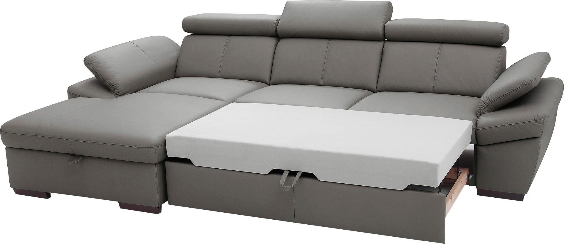 exxpo - sofa fashion Hoekbank Salerno, klassieke moderne functionele bank, hoog zitcomfort, L-vorm inclusief verstelbare hoofdsteun en armleuning, naar keuze met slaapfunctie