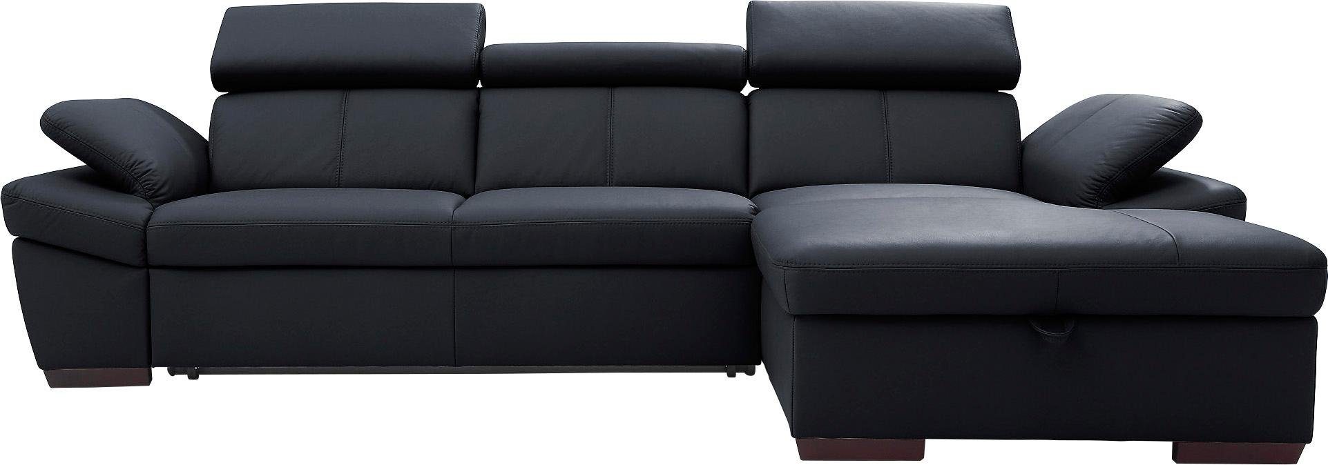 exxpo - sofa fashion Hoekbank Salerno, klassieke moderne functionele bank, hoog zitcomfort, L-vorm inclusief verstelbare hoofdsteun en armleuning, naar keuze met slaapfunctie