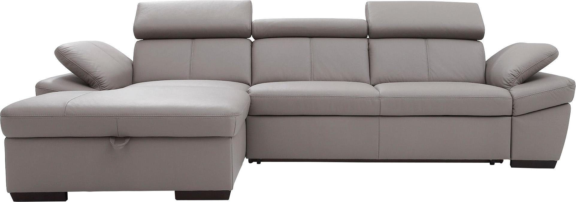 exxpo - sofa fashion Hoekbank Salerno, klassieke moderne functionele bank, hoog zitcomfort, L-vorm inclusief verstelbare hoofdsteun en armleuning, naar keuze met slaapfunctie