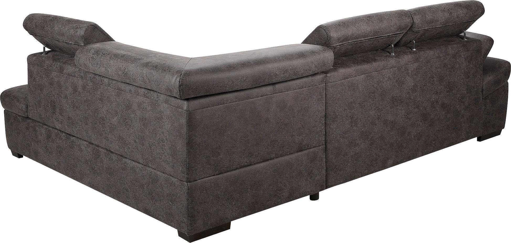 exxpo - sofa fashion Hoekbank Salerno, klassieke moderne functionele bank, hoog zitcomfort, L-vorm inclusief verstelbare hoofdsteun en armleuning, naar keuze met slaapfunctie