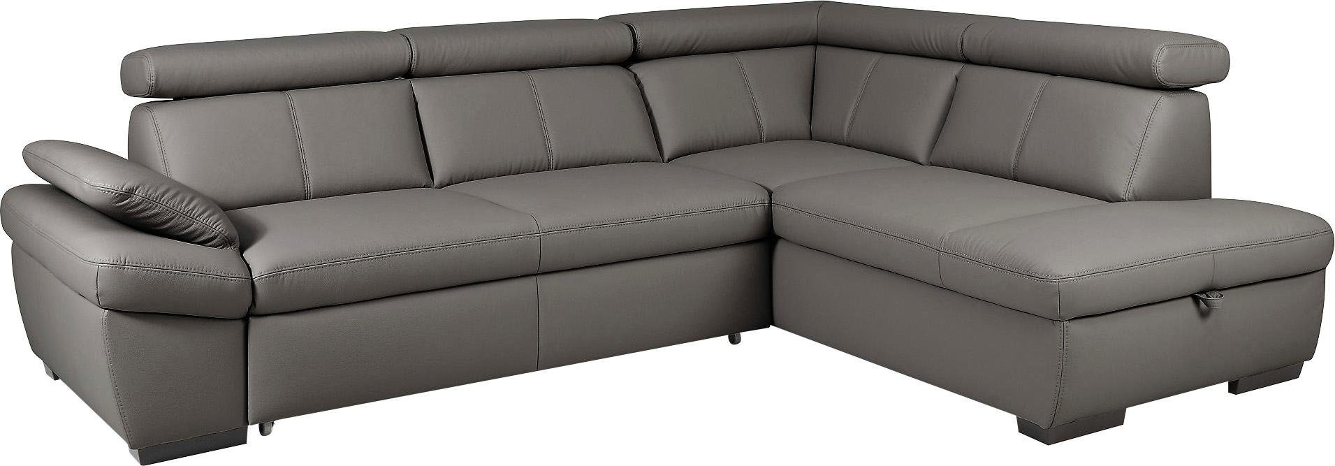 exxpo - sofa fashion Hoekbank Salerno, klassieke moderne functionele bank, hoog zitcomfort, L-vorm inclusief verstelbare hoofdsteun en armleuning, naar keuze met slaapfunctie