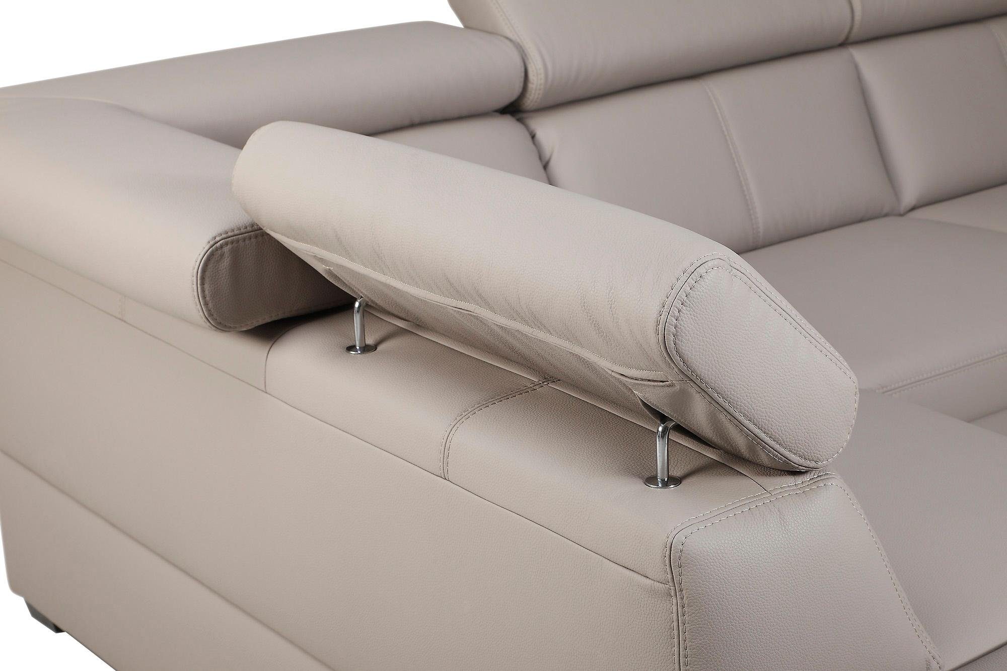 exxpo - sofa fashion Hoekbank Salerno, klassieke moderne functionele bank, hoog zitcomfort, L-vorm inclusief verstelbare hoofdsteun en armleuning, naar keuze met slaapfunctie