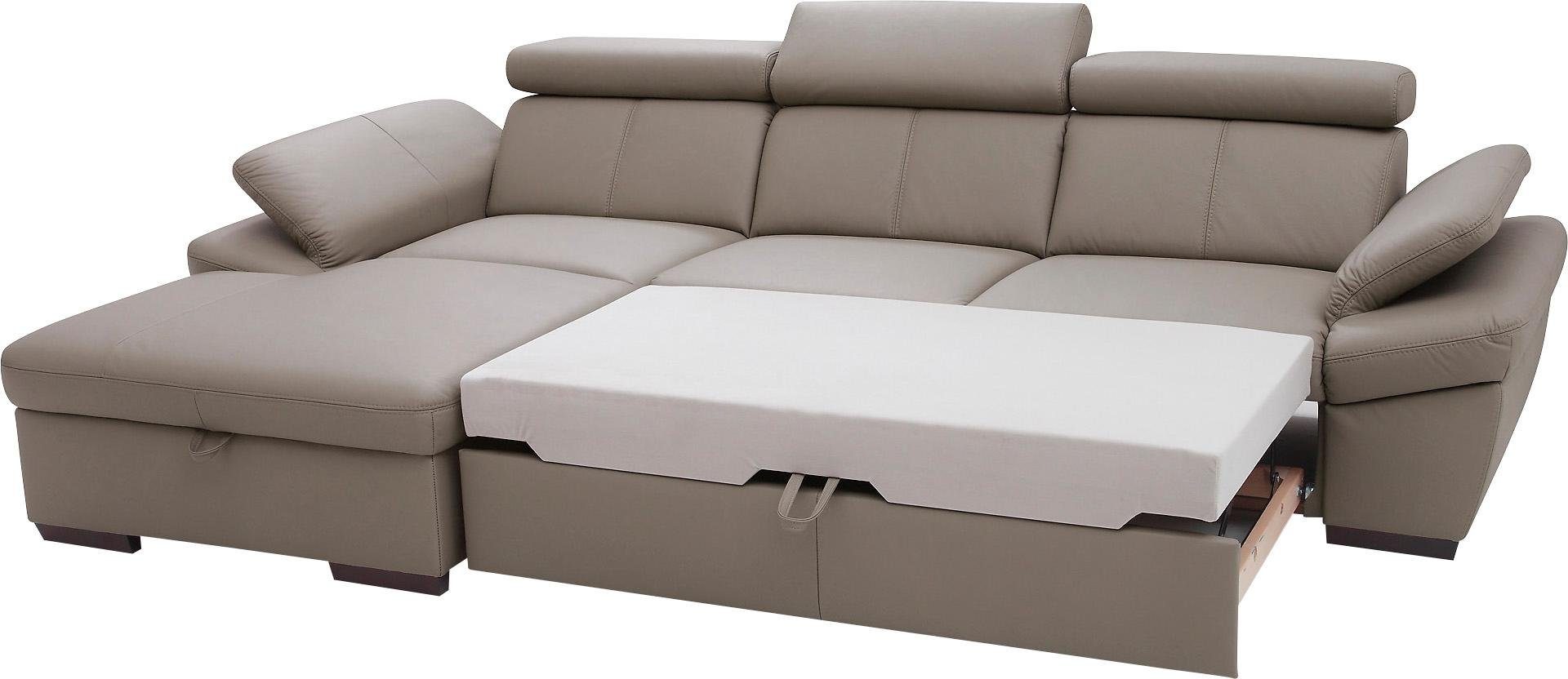 exxpo - sofa fashion Hoekbank Salerno, klassieke moderne functionele bank, hoog zitcomfort, L-vorm inclusief verstelbare hoofdsteun en armleuning, naar keuze met slaapfunctie