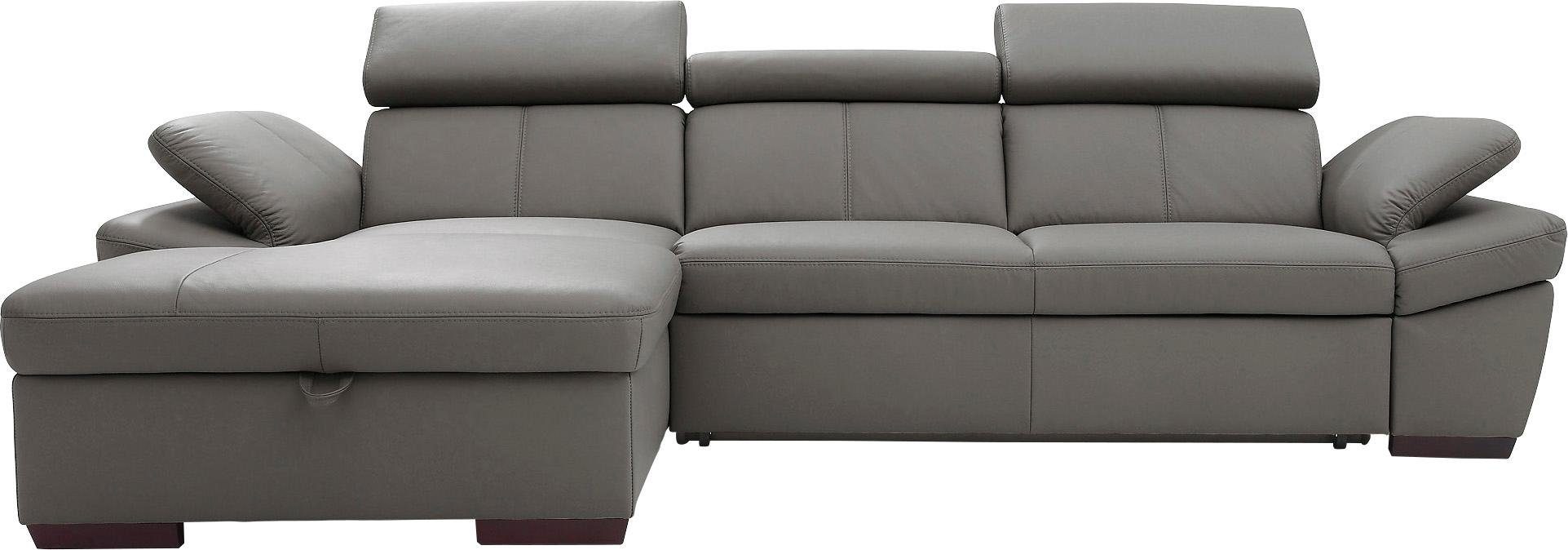 exxpo - sofa fashion Hoekbank Salerno, klassieke moderne functionele bank, hoog zitcomfort, L-vorm inclusief verstelbare hoofdsteun en armleuning, naar keuze met slaapfunctie