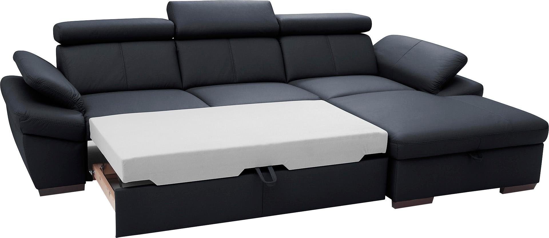 exxpo - sofa fashion Hoekbank Salerno, klassieke moderne functionele bank, hoog zitcomfort, L-vorm inclusief verstelbare hoofdsteun en armleuning, naar keuze met slaapfunctie