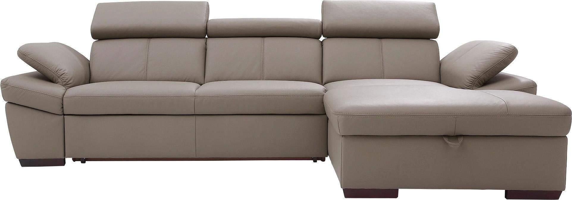 exxpo - sofa fashion Hoekbank Salerno, klassieke moderne functionele bank, hoog zitcomfort, L-vorm inclusief verstelbare hoofdsteun en armleuning, naar keuze met slaapfunctie