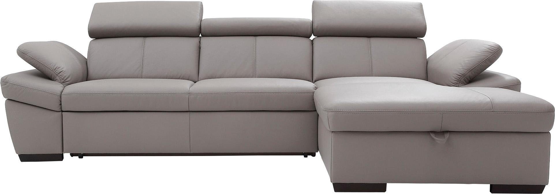 exxpo - sofa fashion Hoekbank Salerno, klassieke moderne functionele bank, hoog zitcomfort, L-vorm inclusief verstelbare hoofdsteun en armleuning, naar keuze met slaapfunctie