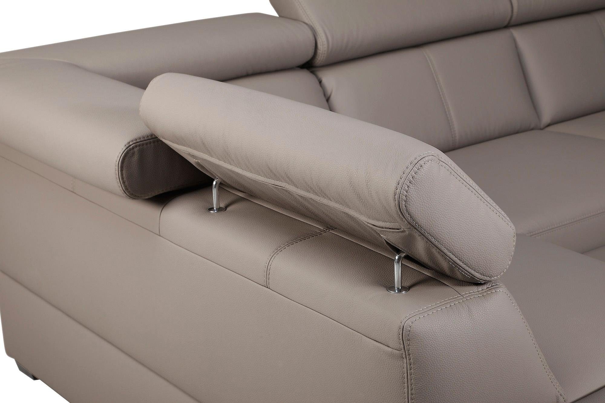 exxpo - sofa fashion Hoekbank Salerno, klassieke moderne functionele bank, hoog zitcomfort, L-vorm inclusief verstelbare hoofdsteun en armleuning, naar keuze met slaapfunctie