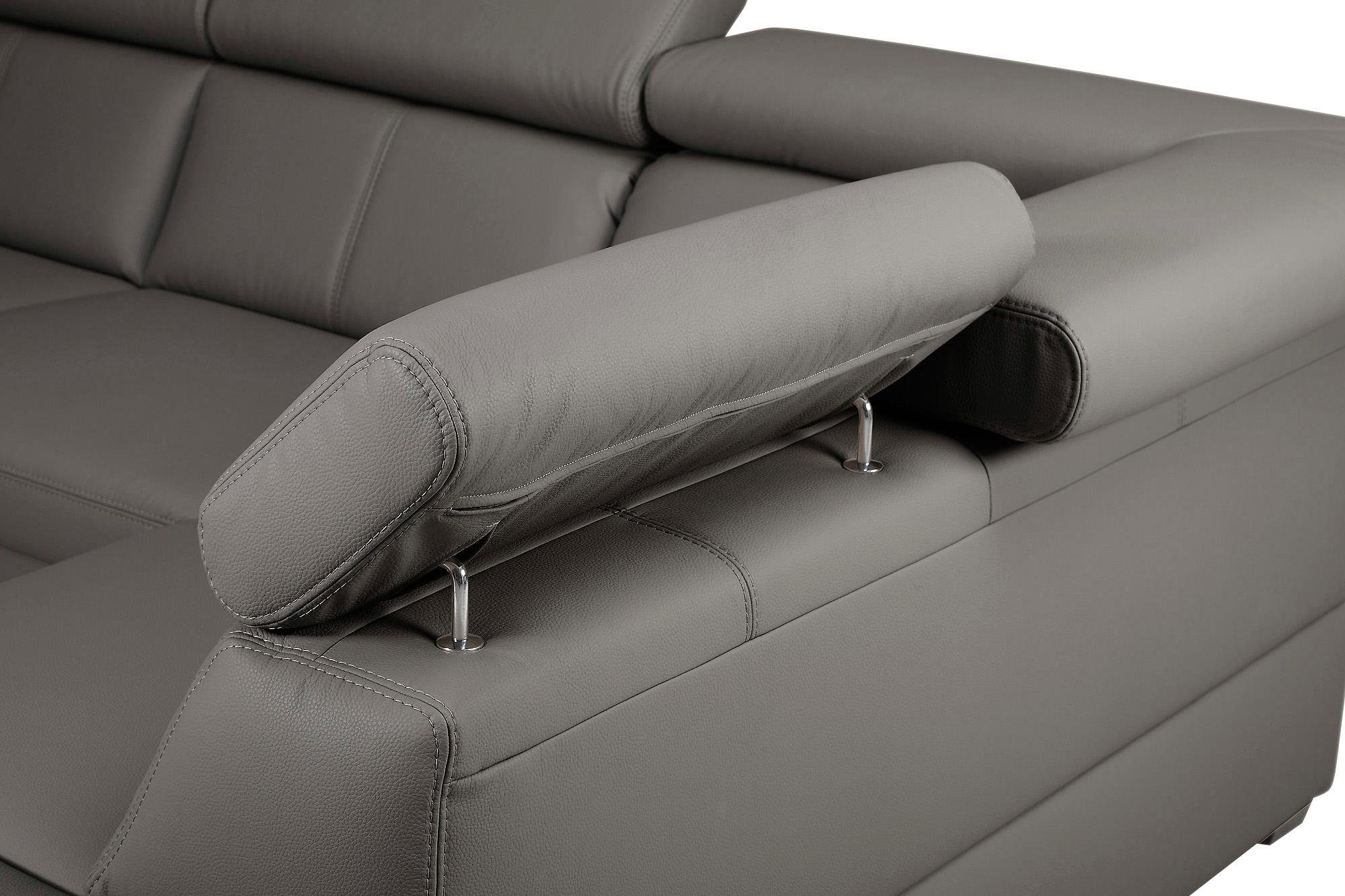 exxpo - sofa fashion Hoekbank Salerno, klassieke moderne functionele bank, hoog zitcomfort, L-vorm inclusief verstelbare hoofdsteun en armleuning, naar keuze met slaapfunctie