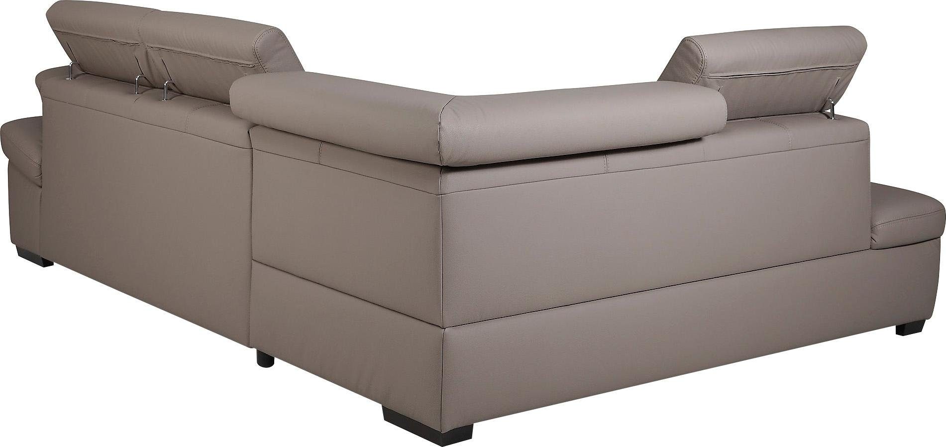 exxpo - sofa fashion Hoekbank Salerno, klassieke moderne functionele bank, hoog zitcomfort, L-vorm inclusief verstelbare hoofdsteun en armleuning, naar keuze met slaapfunctie