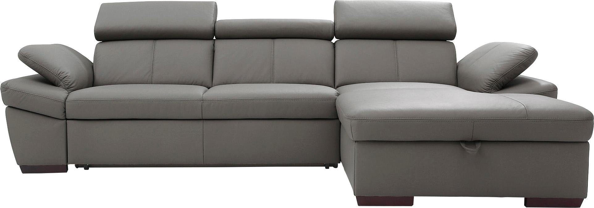 exxpo - sofa fashion Hoekbank Salerno, klassieke moderne functionele bank, hoog zitcomfort, L-vorm inclusief verstelbare hoofdsteun en armleuning, naar keuze met slaapfunctie