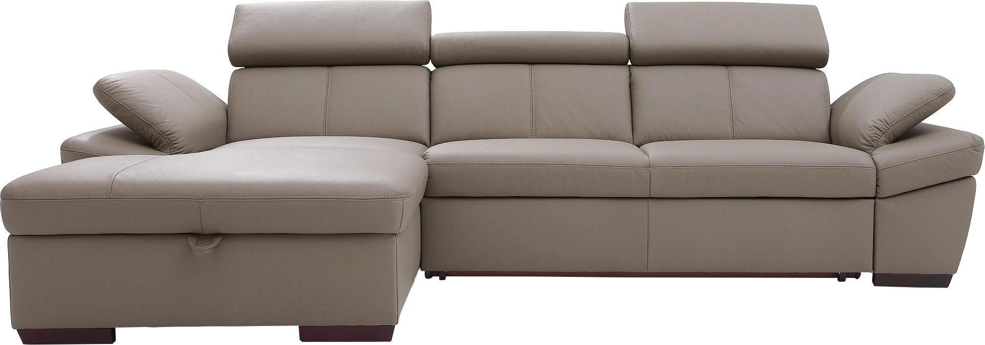 exxpo - sofa fashion Hoekbank Salerno, klassieke moderne functionele bank, hoog zitcomfort, L-vorm inclusief verstelbare hoofdsteun en armleuning, naar keuze met slaapfunctie