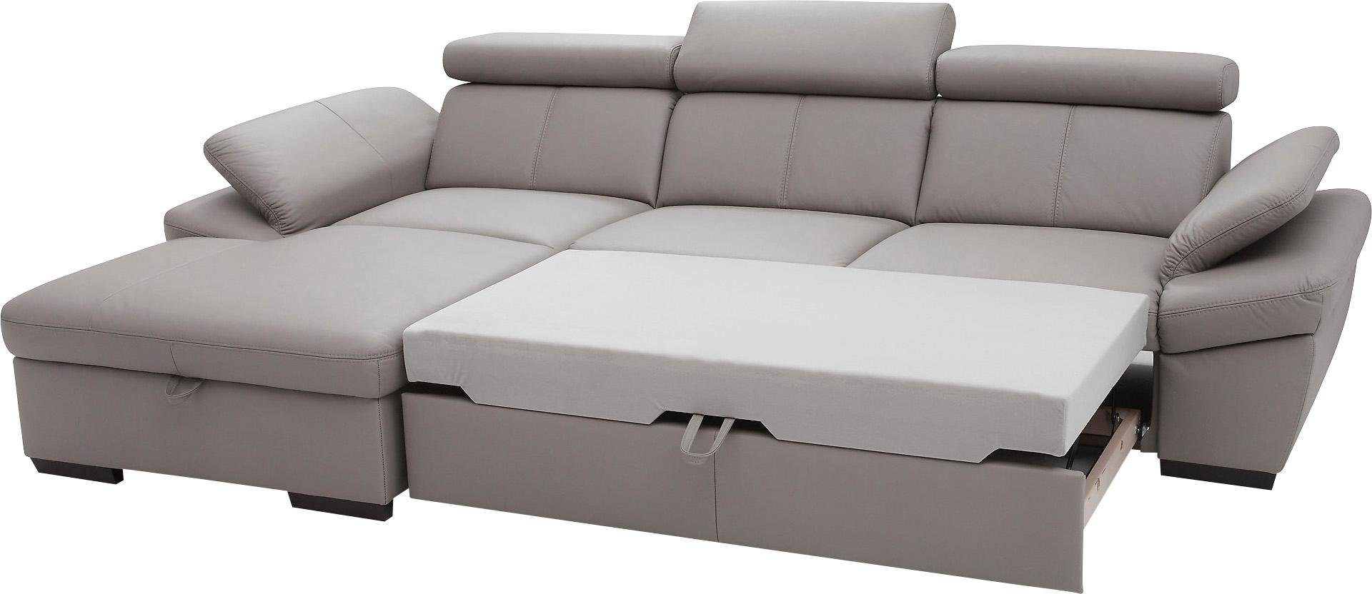 exxpo - sofa fashion Hoekbank Salerno, klassieke moderne functionele bank, hoog zitcomfort, L-vorm inclusief verstelbare hoofdsteun en armleuning, naar keuze met slaapfunctie