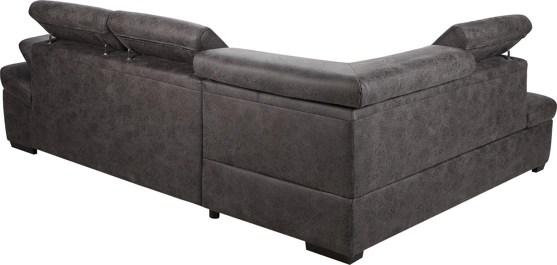 exxpo - sofa fashion Hoekbank Salerno, klassieke moderne functionele bank, hoog zitcomfort, L-vorm inclusief verstelbare hoofdsteun en armleuning, naar keuze met slaapfunctie