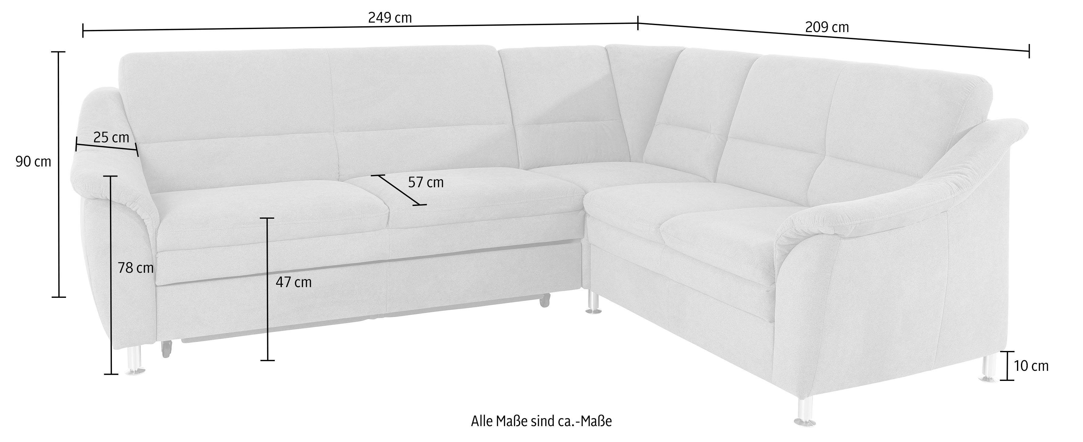 Places of Style Hoekbank Cardoso L-vorm Binnenvering, naar keuze met bed, lade, gedeeltelijk relaxfunctie