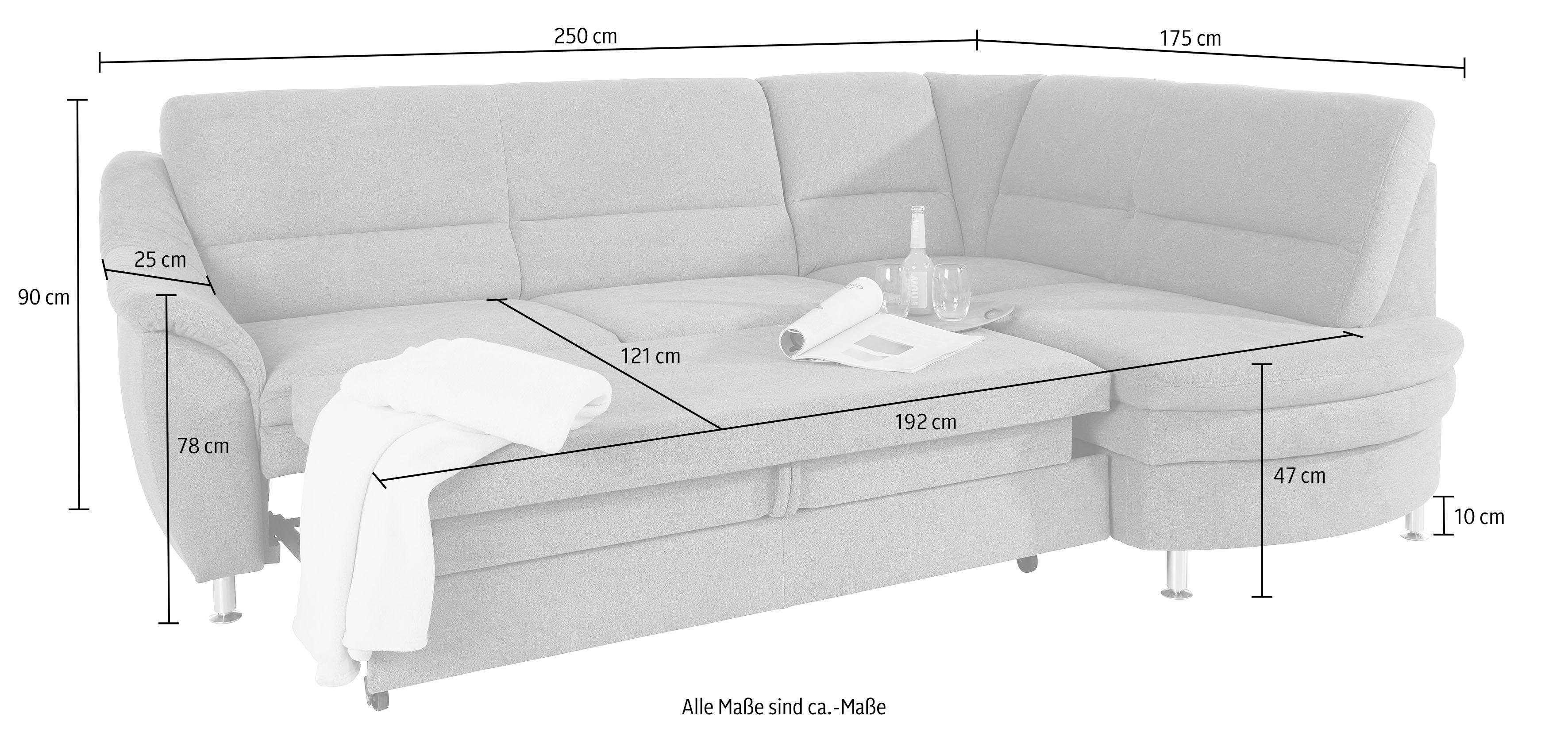 Places of Style Hoekbank Cardoso L-vorm Binnenvering, naar keuze met bed, lade