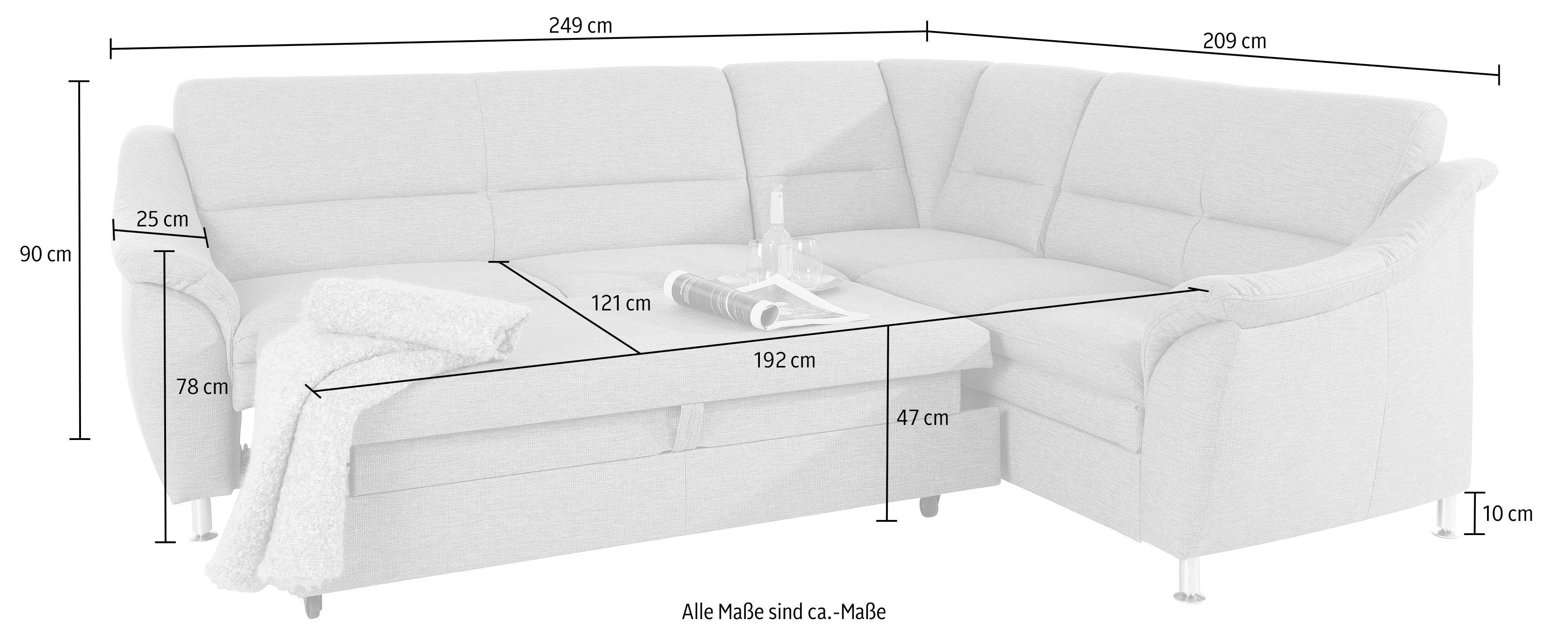 Places of Style Hoekbank Cardoso L-vorm Binnenvering, naar keuze met bed, lade, gedeeltelijk relaxfunctie