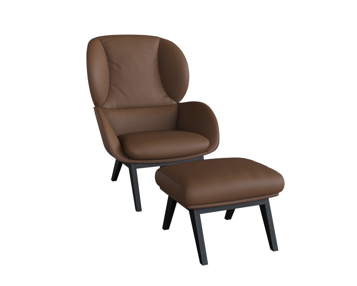 FLEXLUX Hocker Adria Zwarte poten, voetenbank/poef voor oorfauteuil