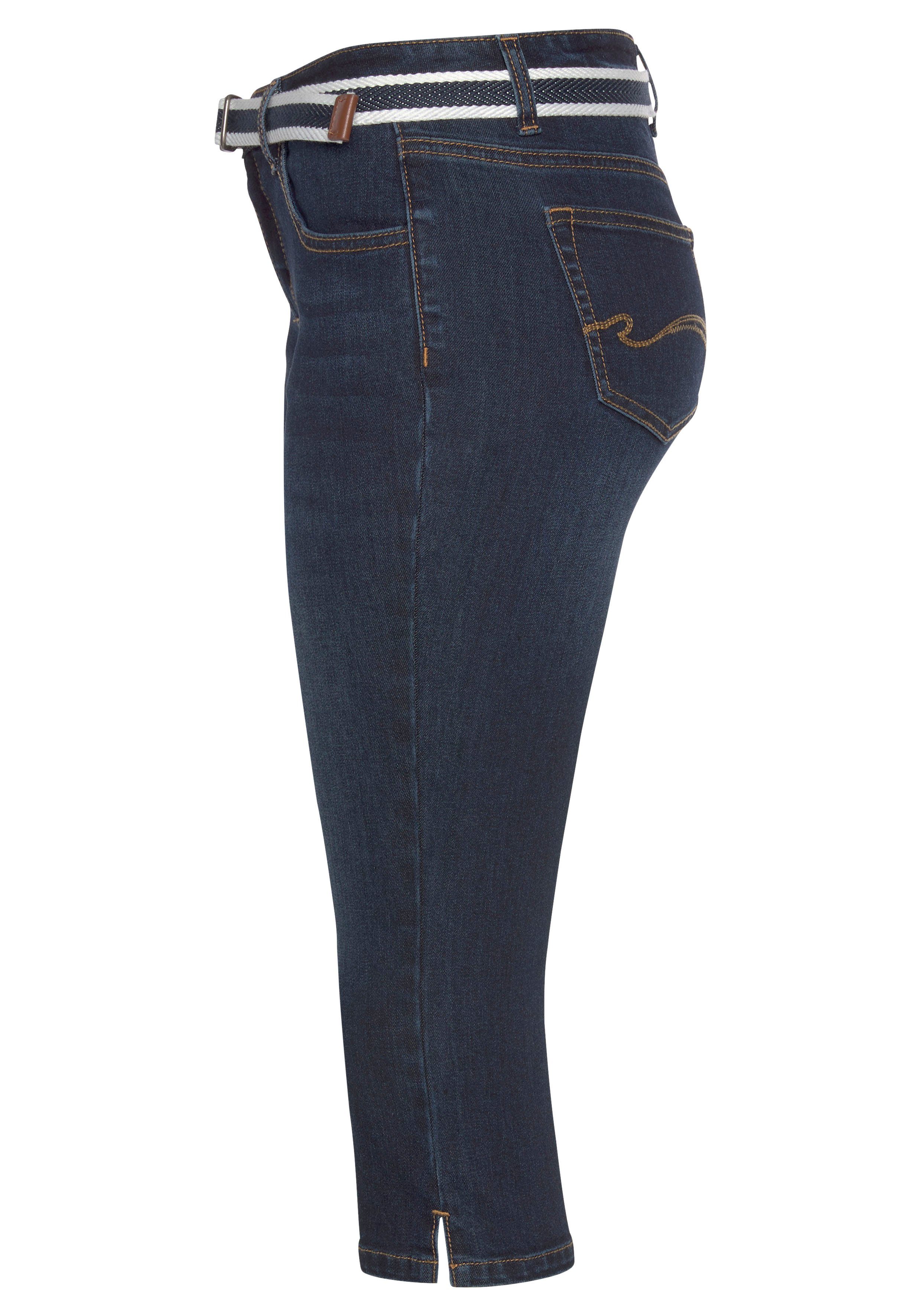 KangaROOS Capri jeans Capri-jeans met riem Skinny fit, met split, normale taille (set, Met een afneembare riem)