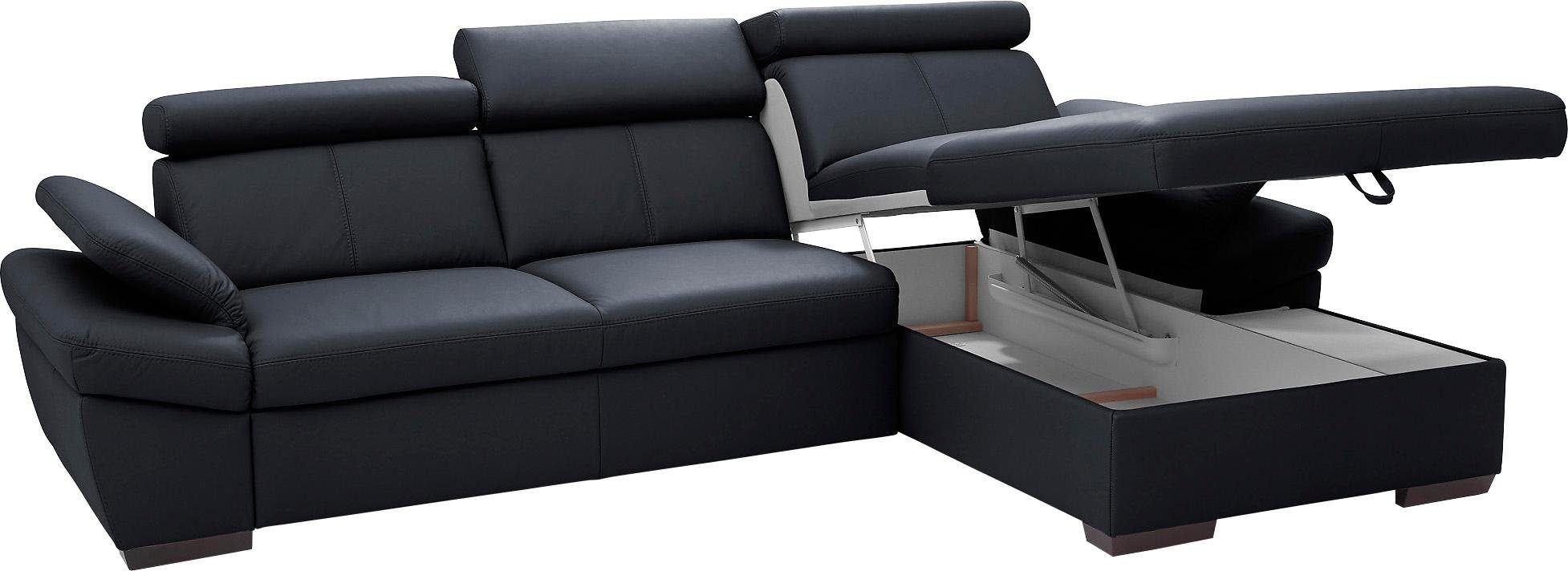 exxpo - sofa fashion Hoekbank Salerno, klassieke moderne functionele bank, hoog zitcomfort, L-vorm inclusief verstelbare hoofdsteun en armleuning, naar keuze met slaapfunctie