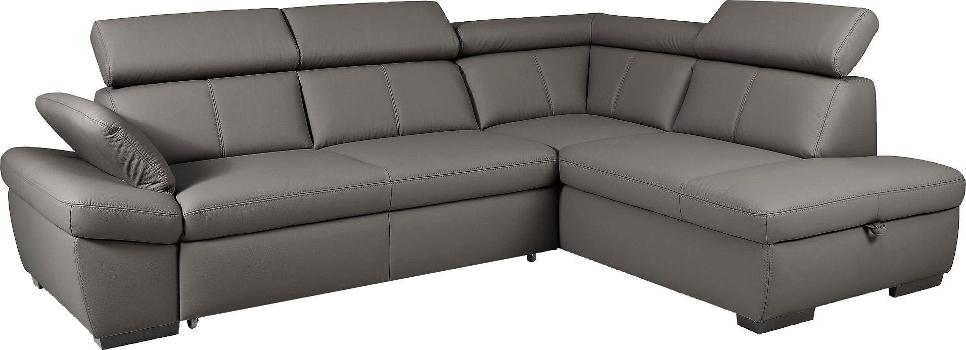 exxpo - sofa fashion Hoekbank Salerno, klassieke moderne functionele bank, hoog zitcomfort, L-vorm inclusief verstelbare hoofdsteun en armleuning, naar keuze met slaapfunctie