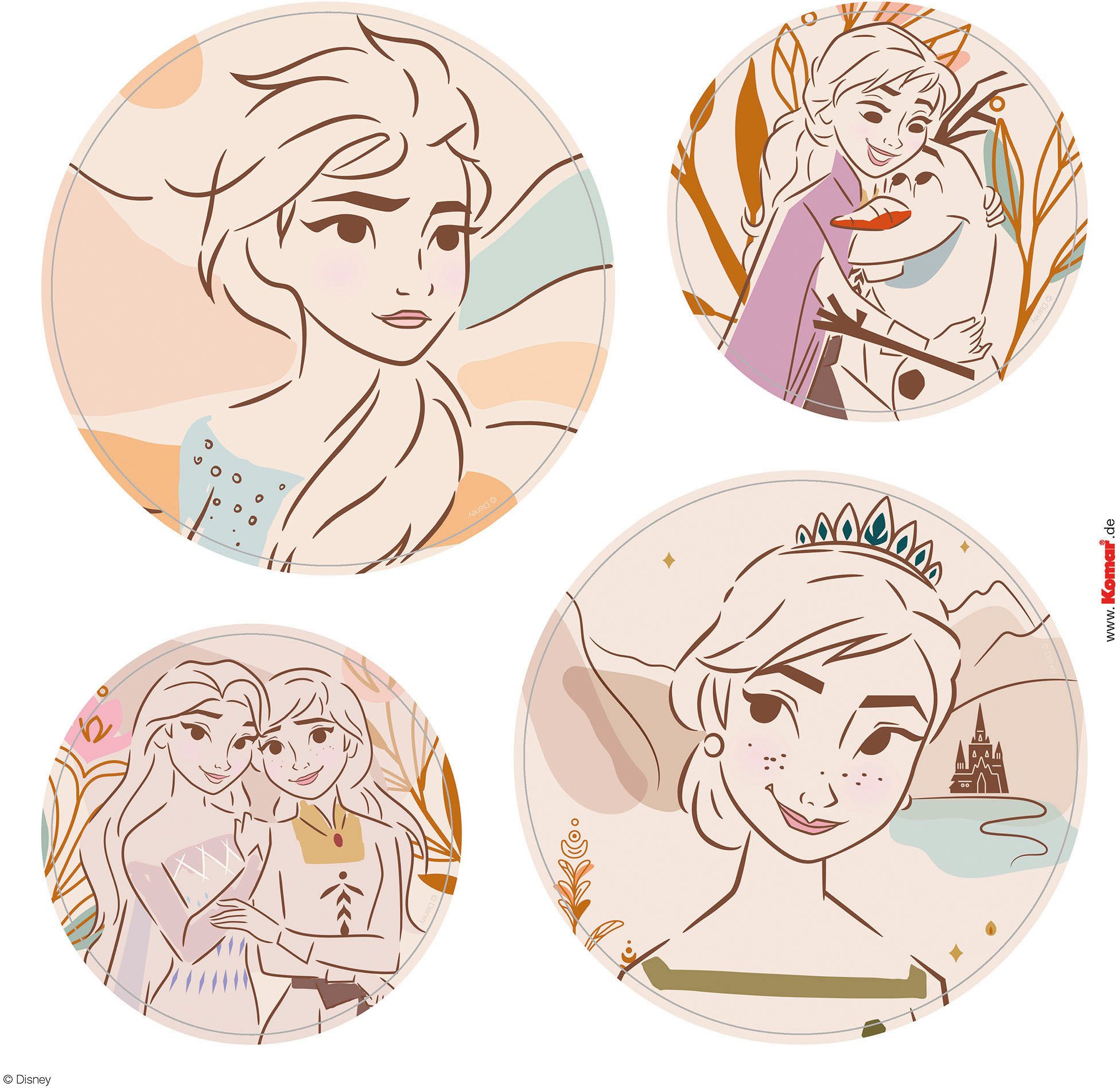 Komar Wandfolie Frozen Destiny - afm. 50 x 70 cm zelfklevend, wandstickers, kinderkamer (8-delig)
