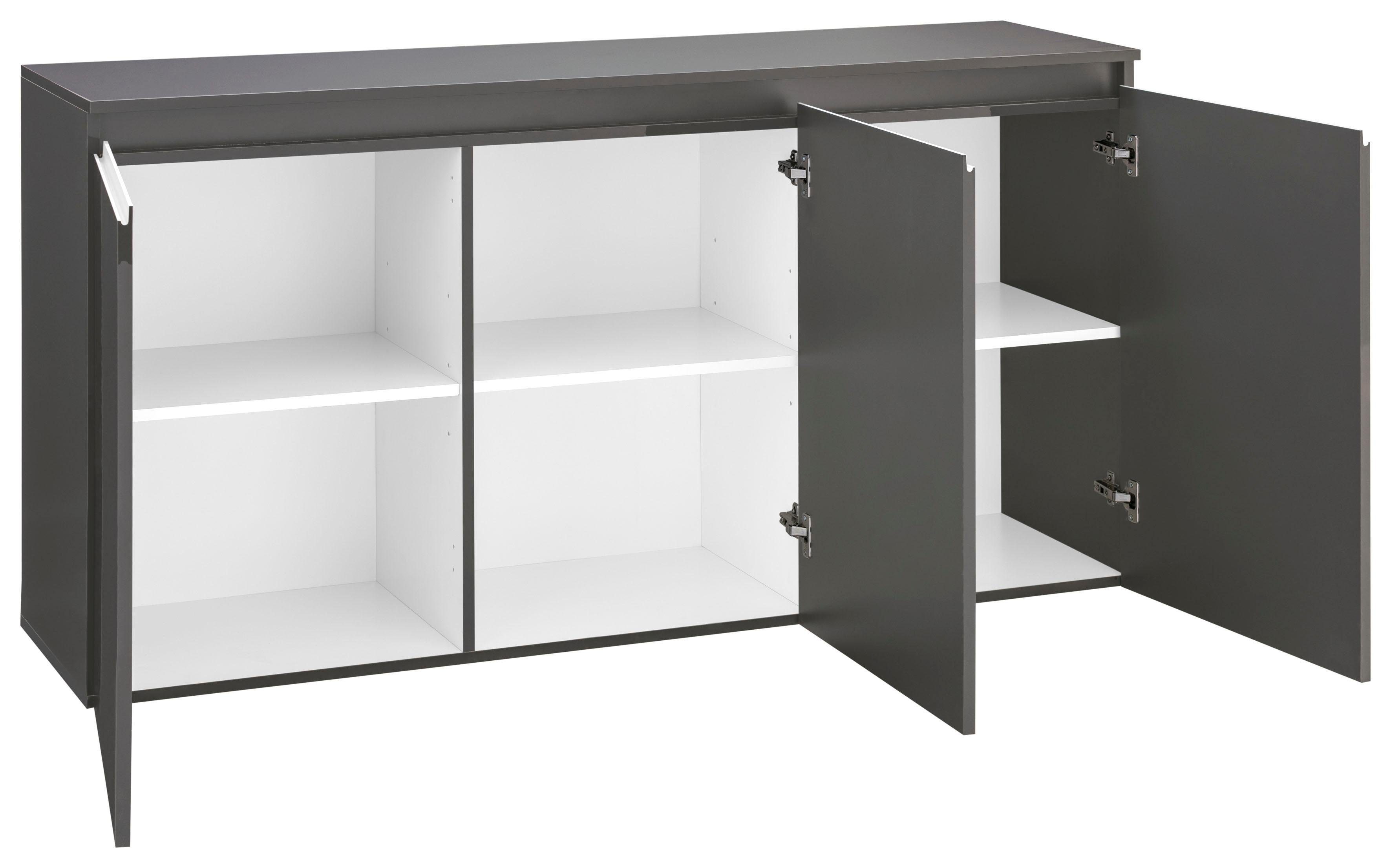 INOSIGN Kast Magic, kast, sideboard, buffet met 3 deuren, volledig hoogglans gelakt(b/d/h) 150x40x81 cm