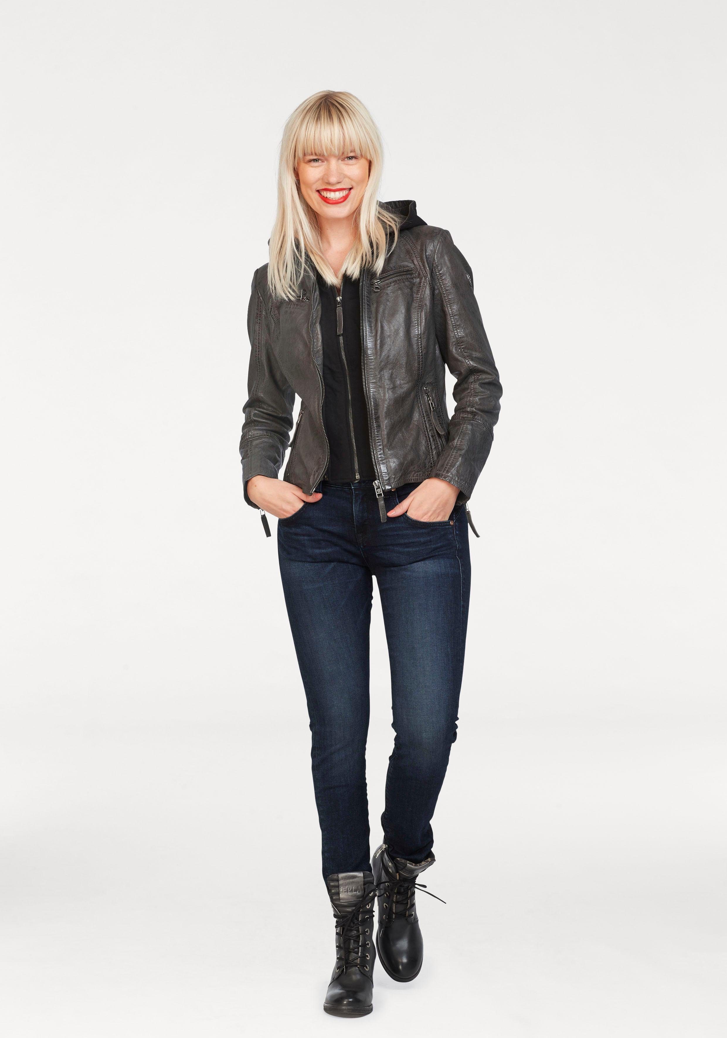 Mauritius Leren jack NOLA Two-in-one stijl - met een afneembare jerseycapuchon