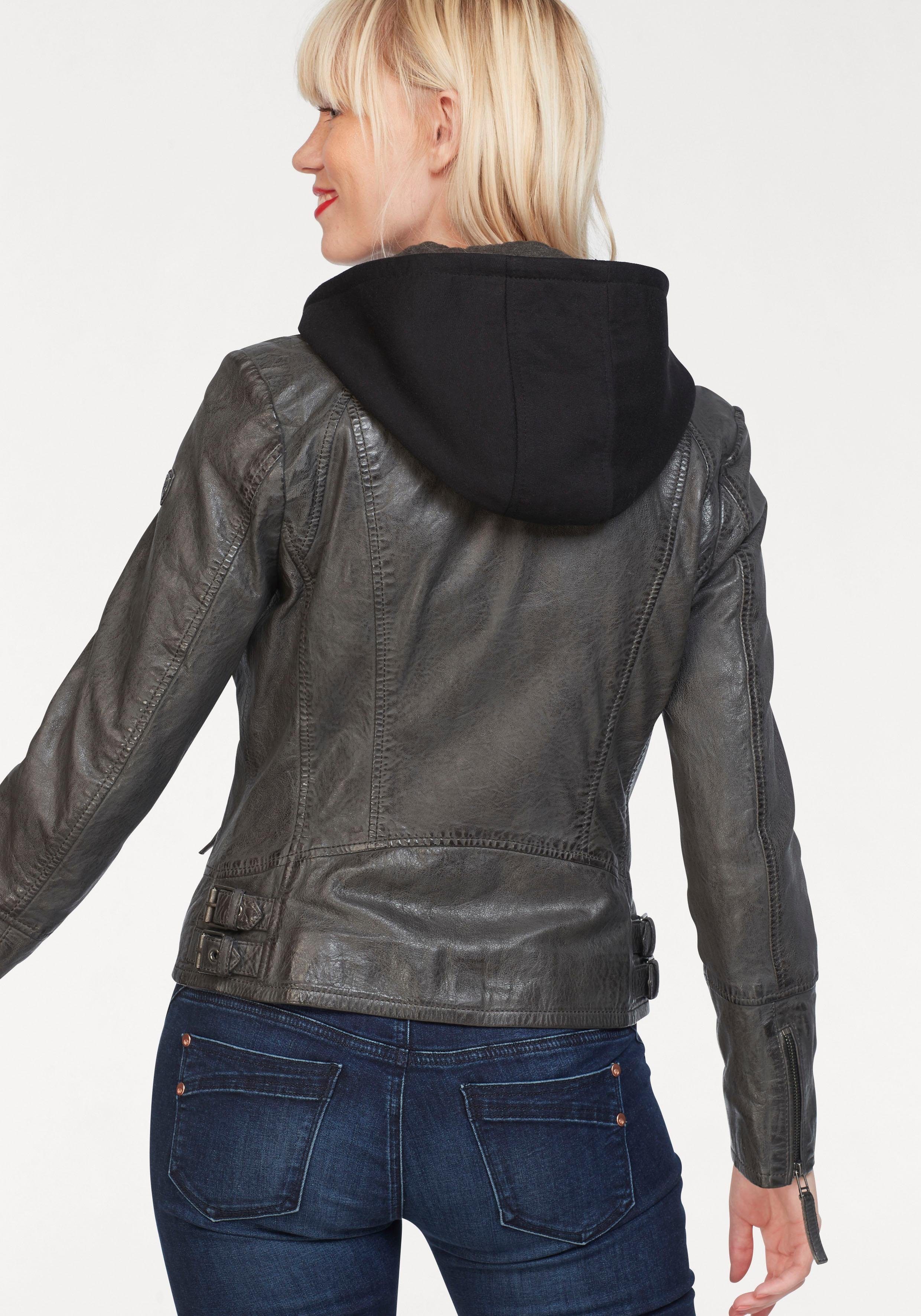 Mauritius Leren jack NOLA Two-in-one stijl - met een afneembare jerseycapuchon