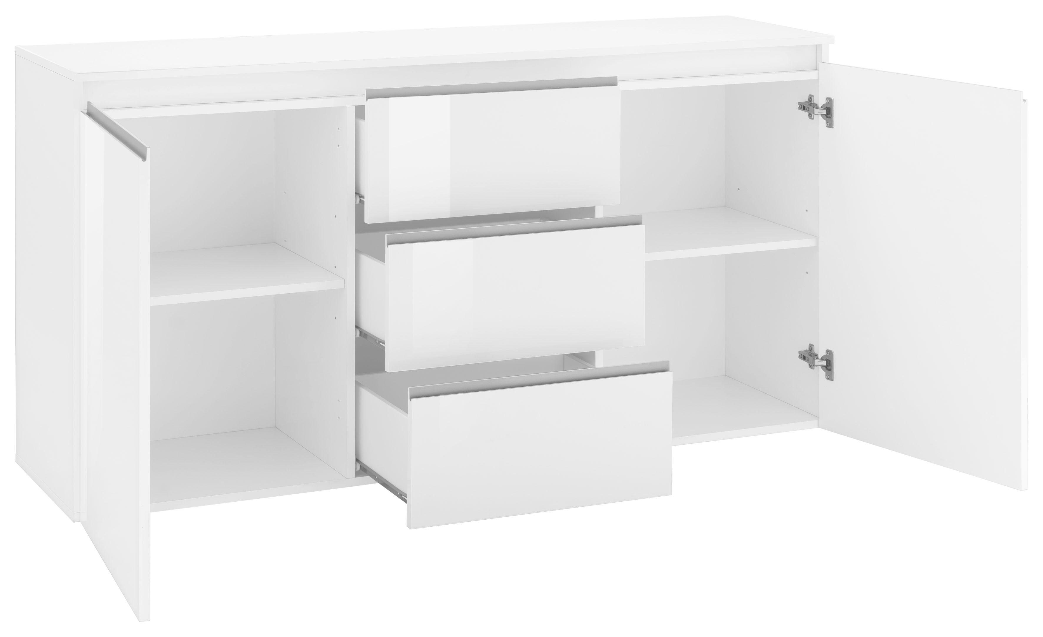 INOSIGN Kast Magic, commode, kast, dressoir met 2 deuren en 3 lades hoogglans gelakt (b/d/h) 150x40x81 cm