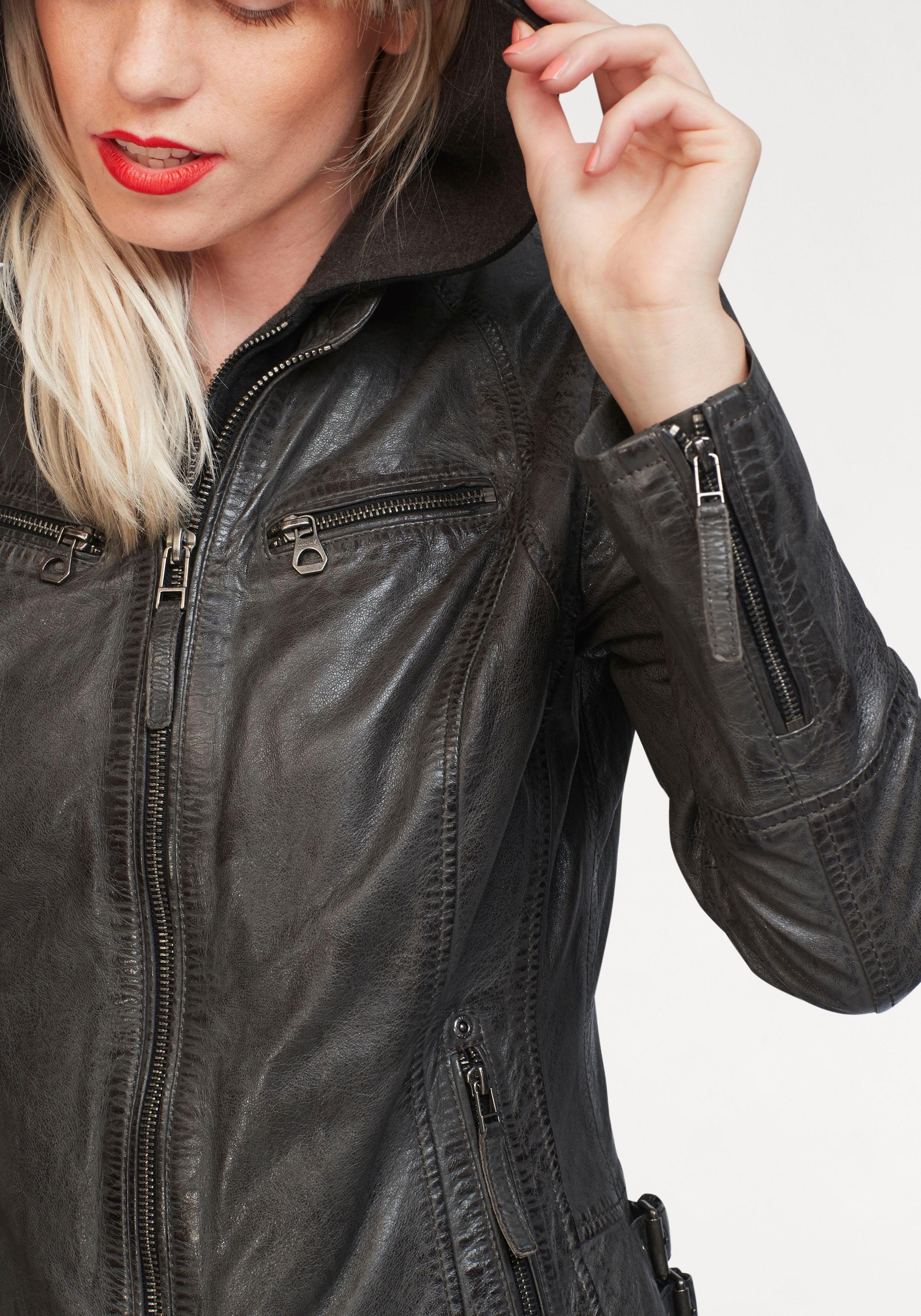 Mauritius Leren jack NOLA Two-in-one stijl - met een afneembare jerseycapuchon