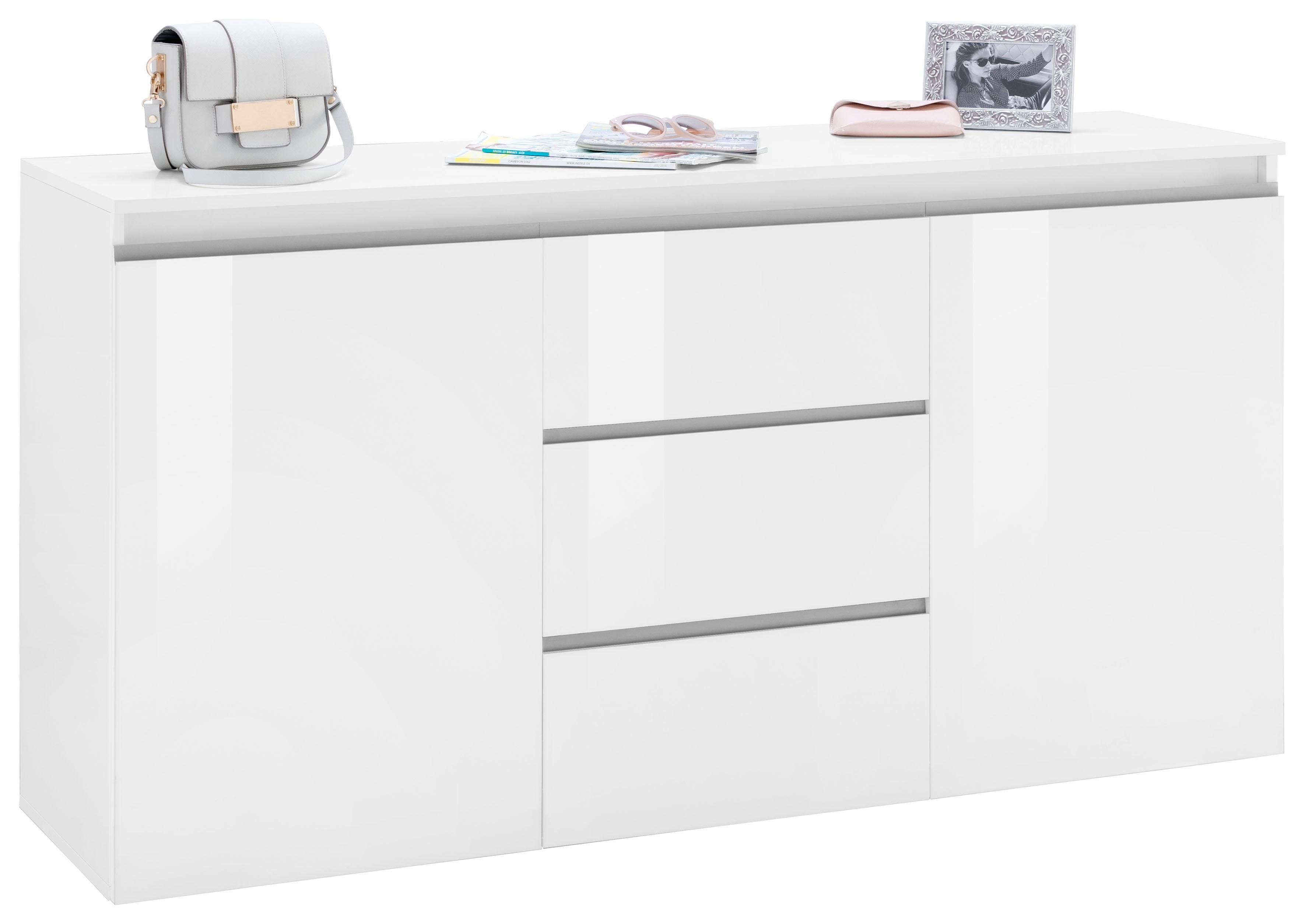 INOSIGN Kast Magic, commode, kast, dressoir met 2 deuren en 3 lades hoogglans gelakt (b/d/h) 150x40x81 cm dressoirs wit